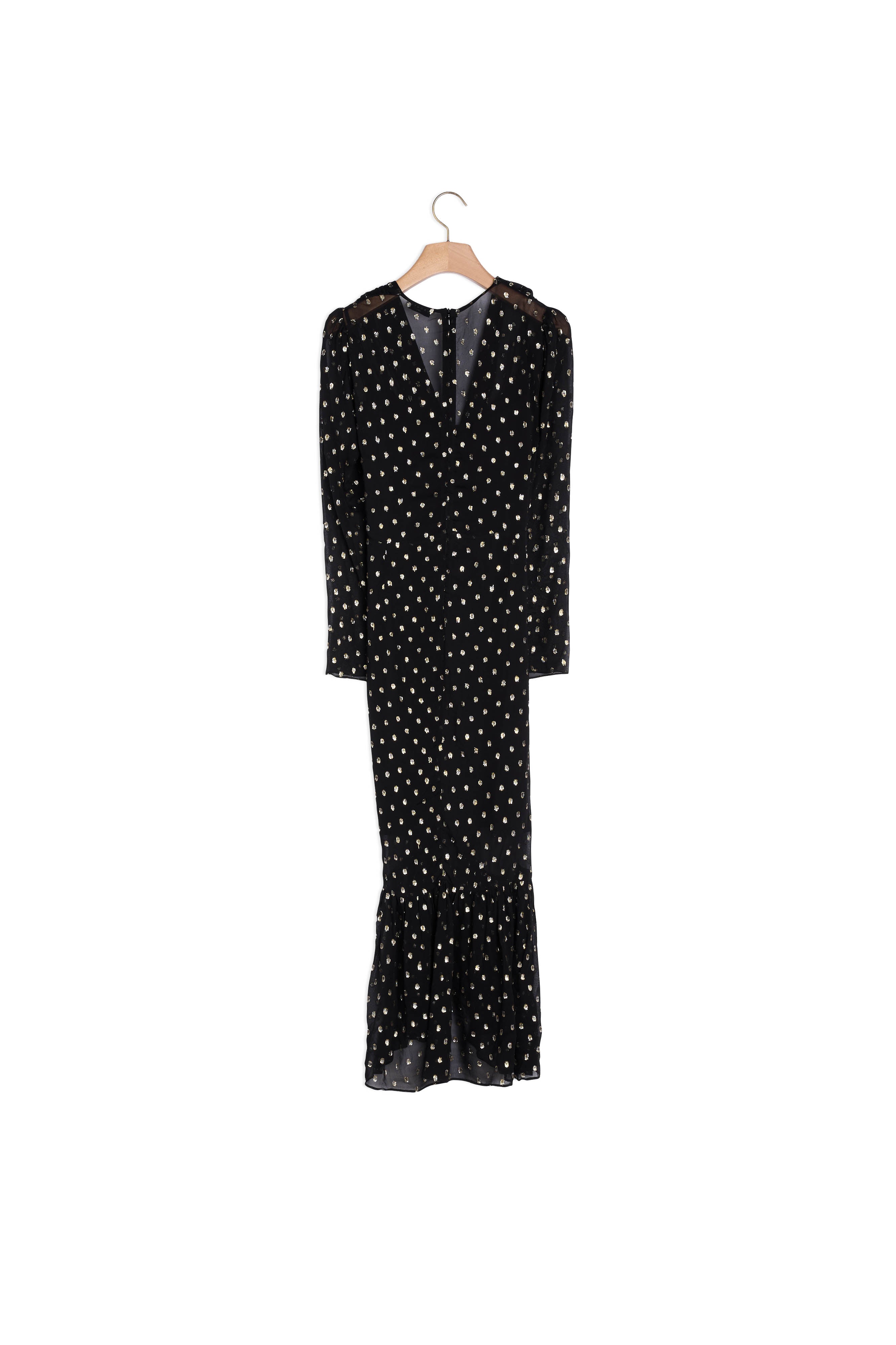 Robe longue à volants et pois lurex Sandro seconde main