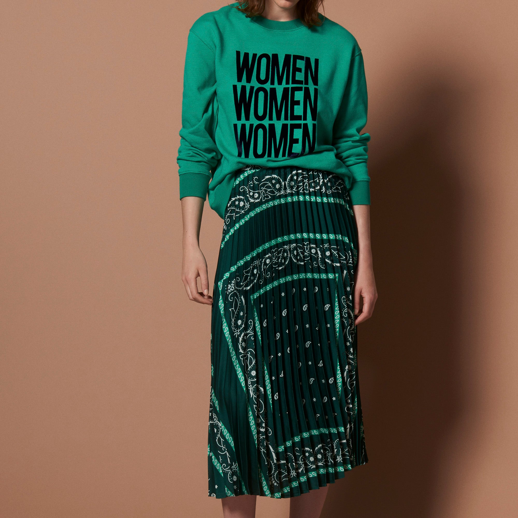 Jupe longue plissée à motif Sandro seconde main