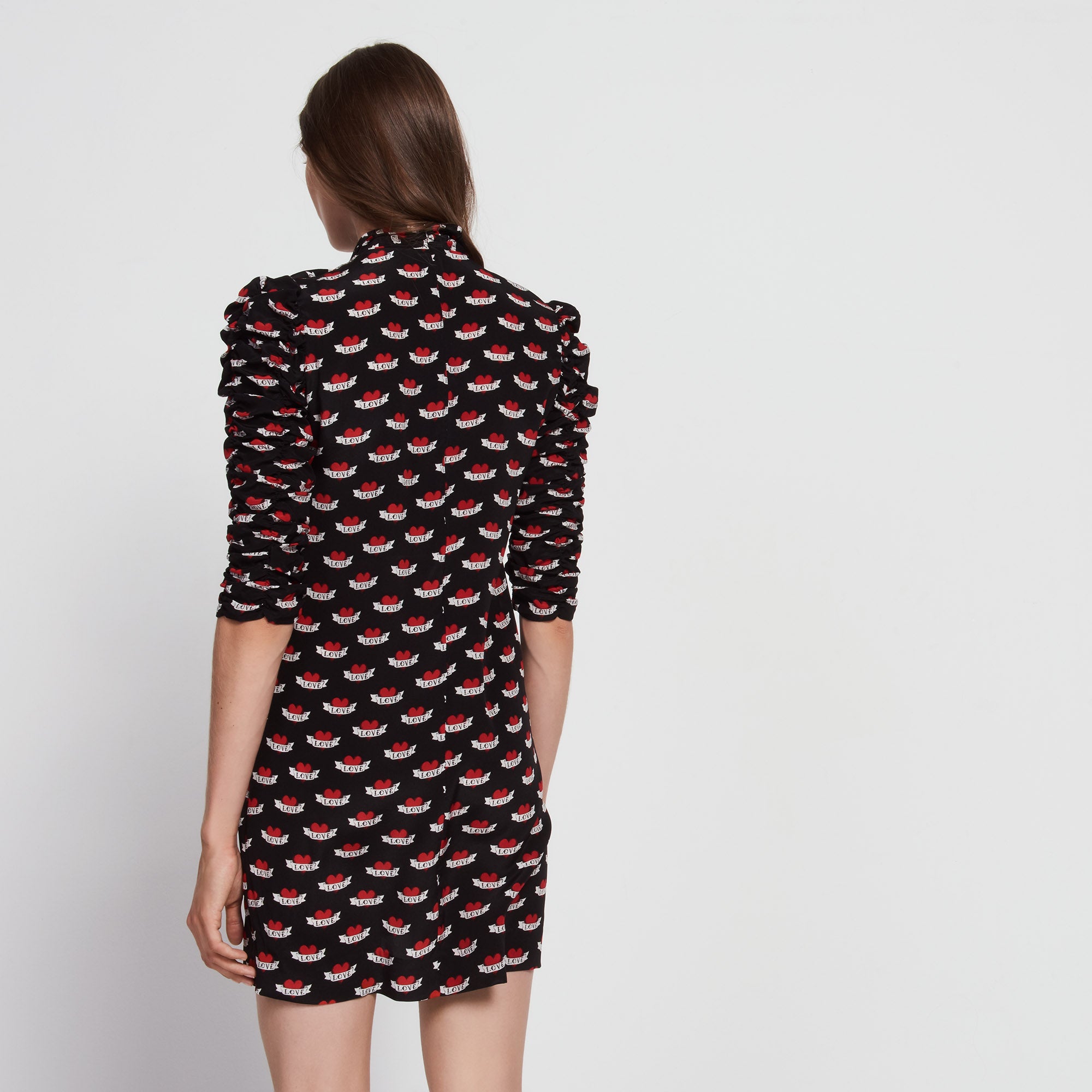 Robe en soie imprimé cœurs Sandro seconde main