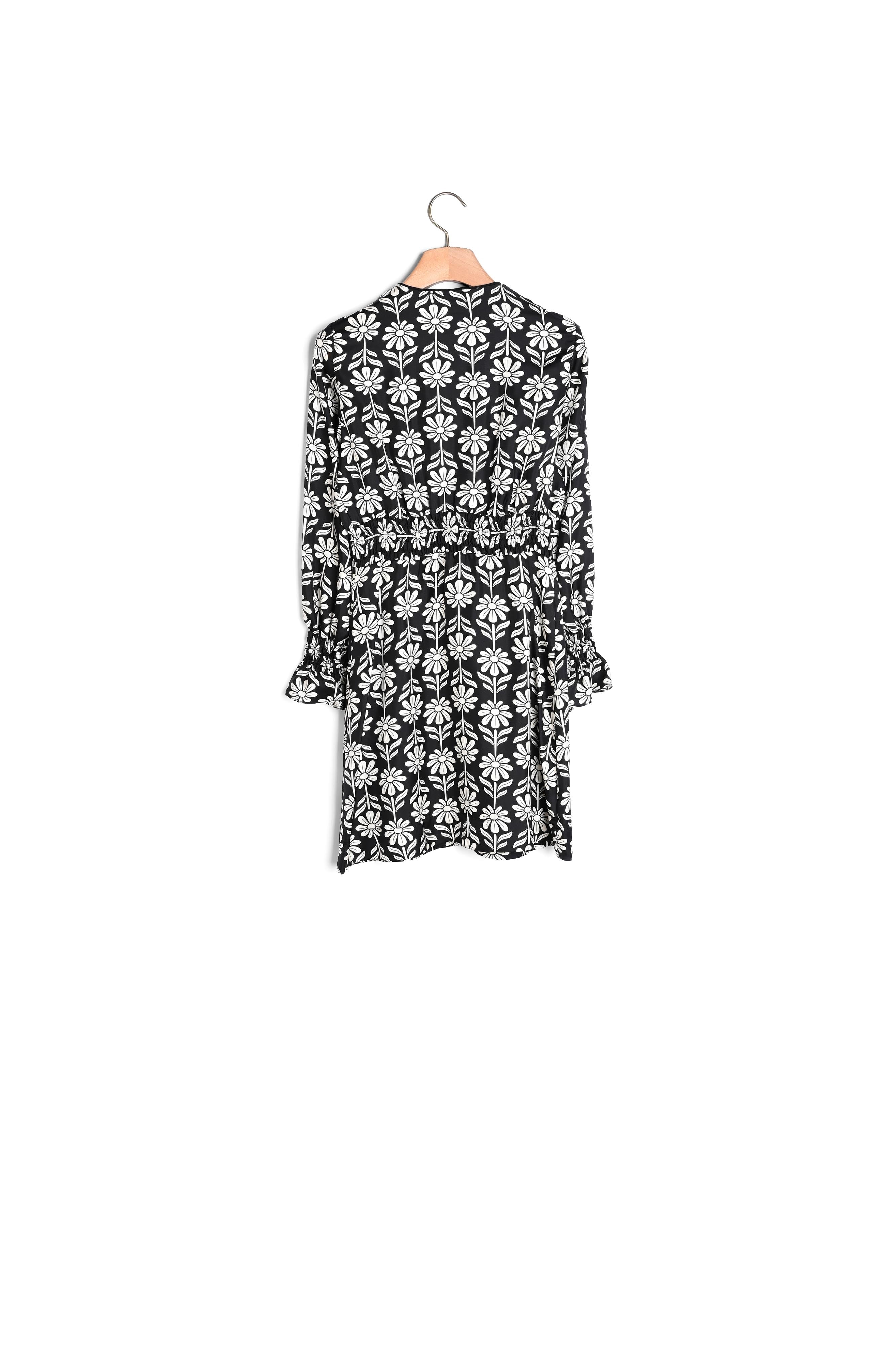 Robe imprimé écru et noir Sandro seconde main