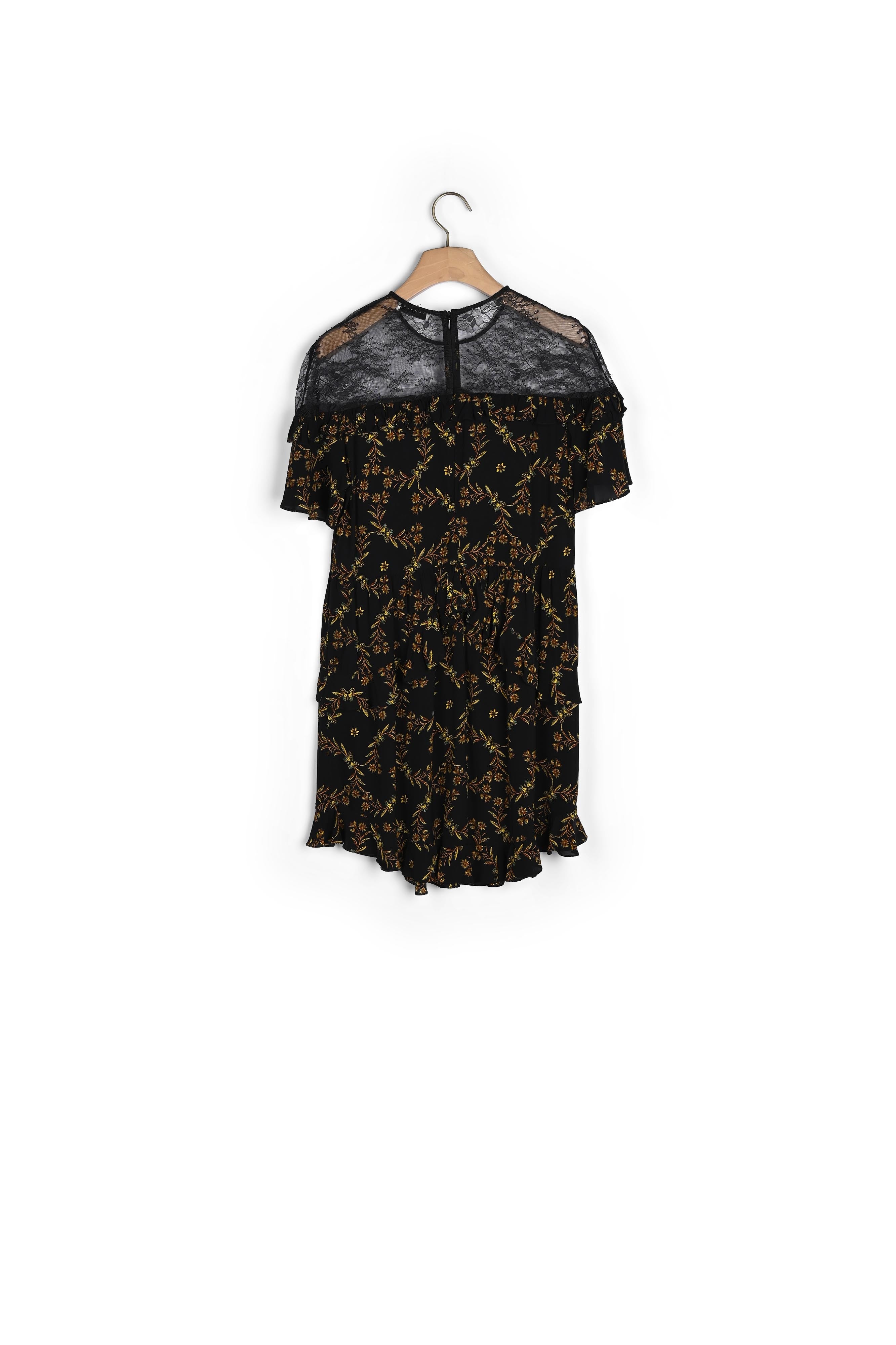 Robe courte imprimée avec dentelle Sandro seconde main