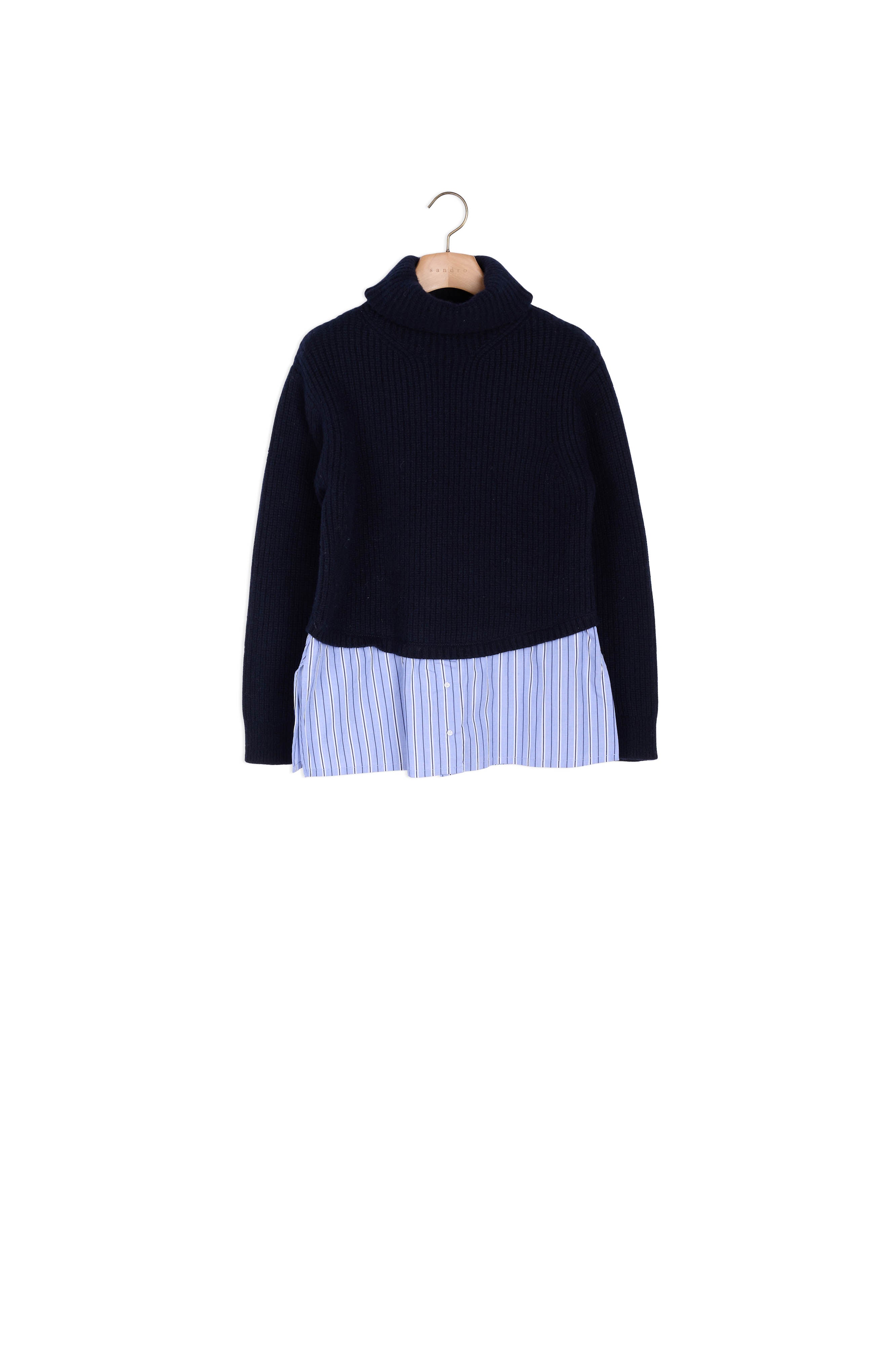 Pull en laine trompe l œil à col roulé Sandro seconde main