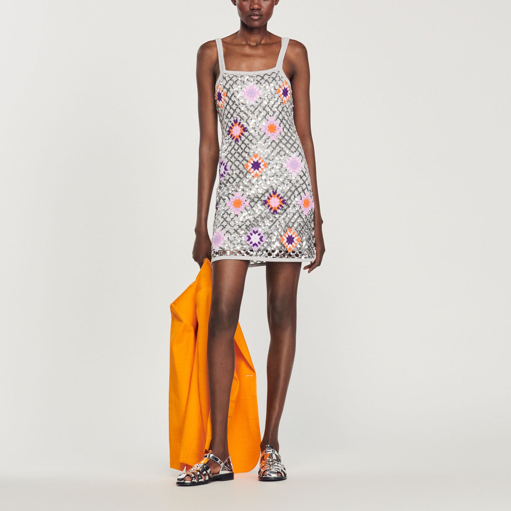 Robe courte crochet et sequins Sandro seconde main