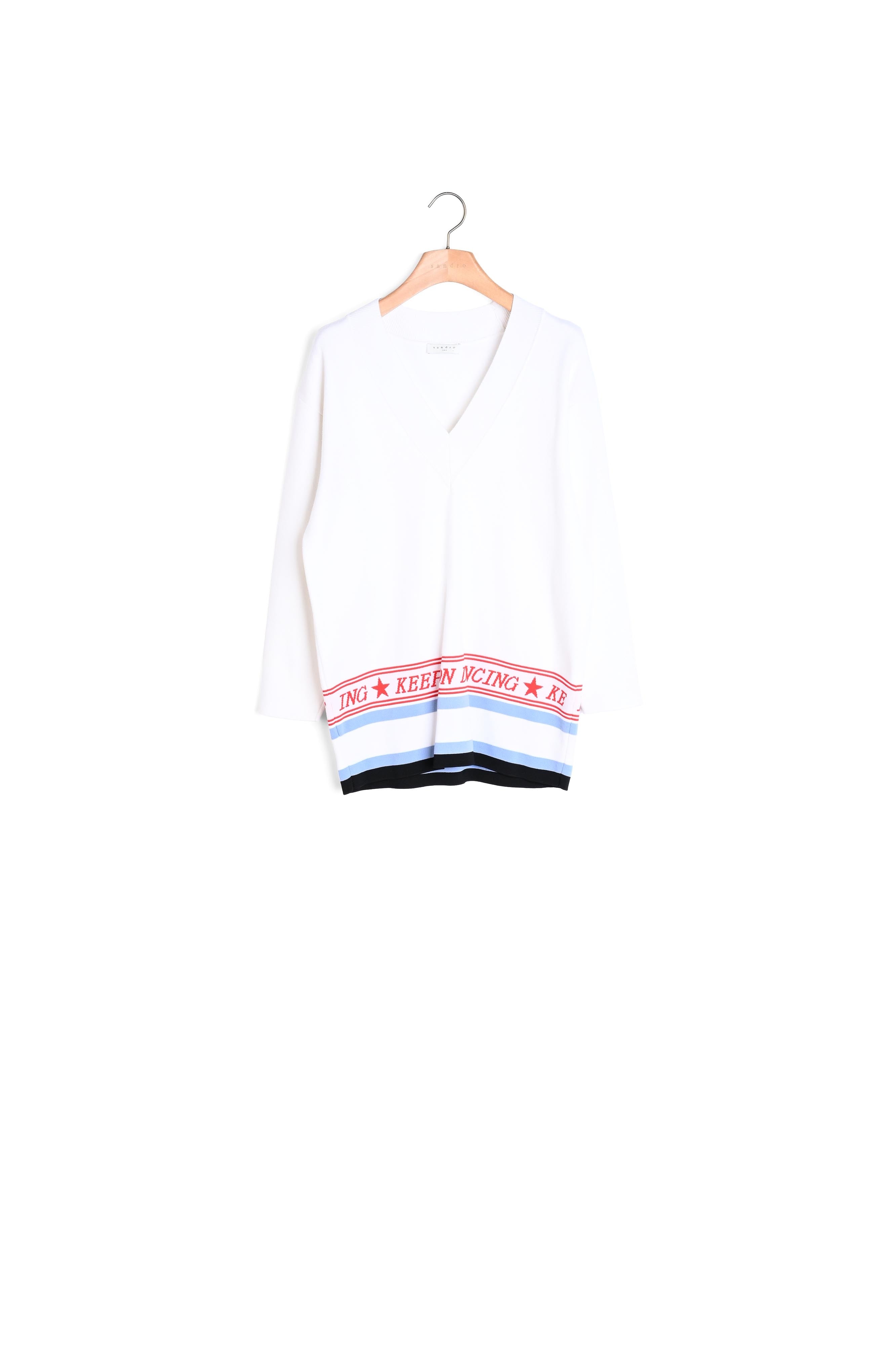 Pull col V détail jacquard Sandro seconde main