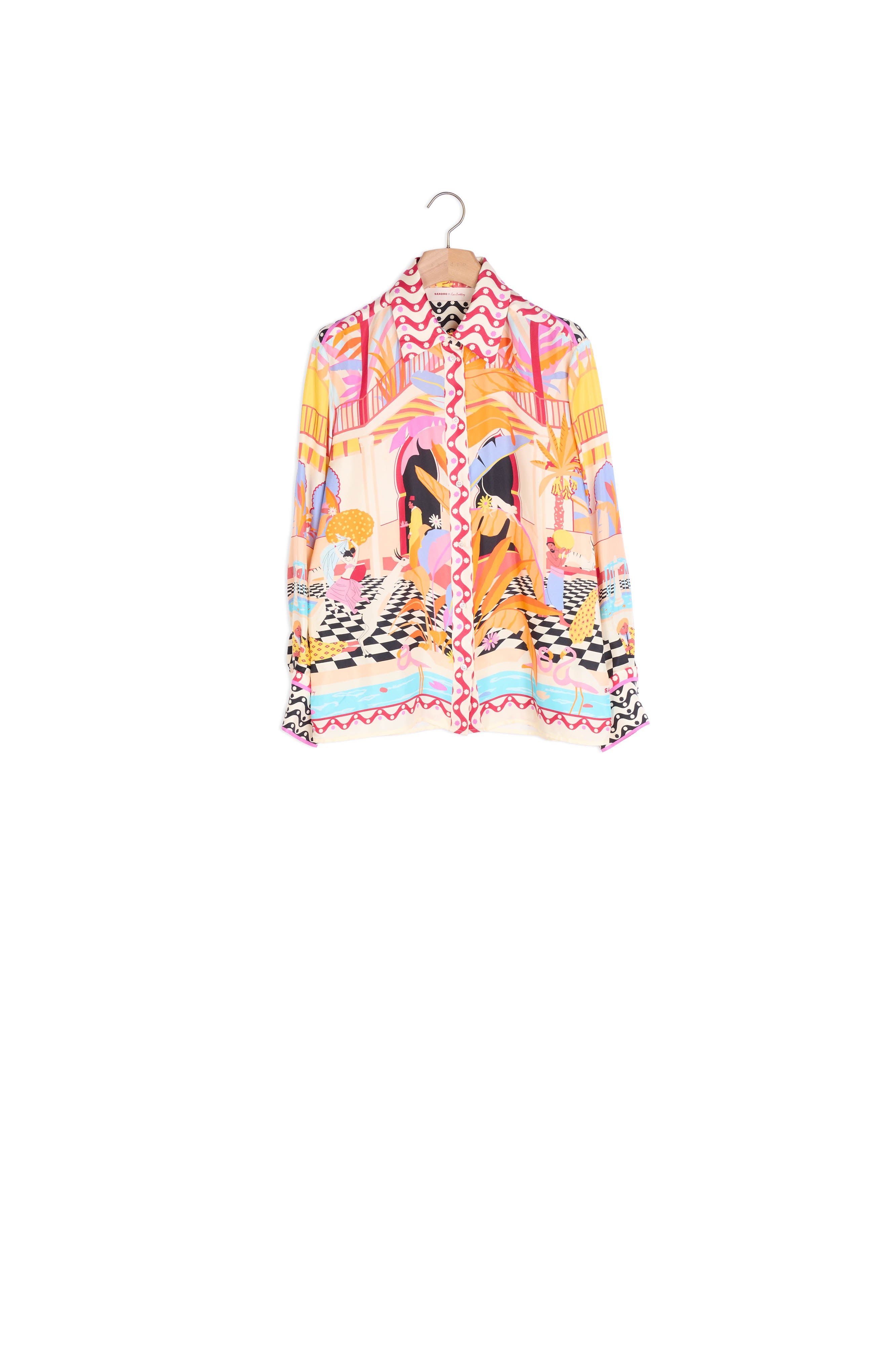 Chemise en soie imprimée Sandro seconde main