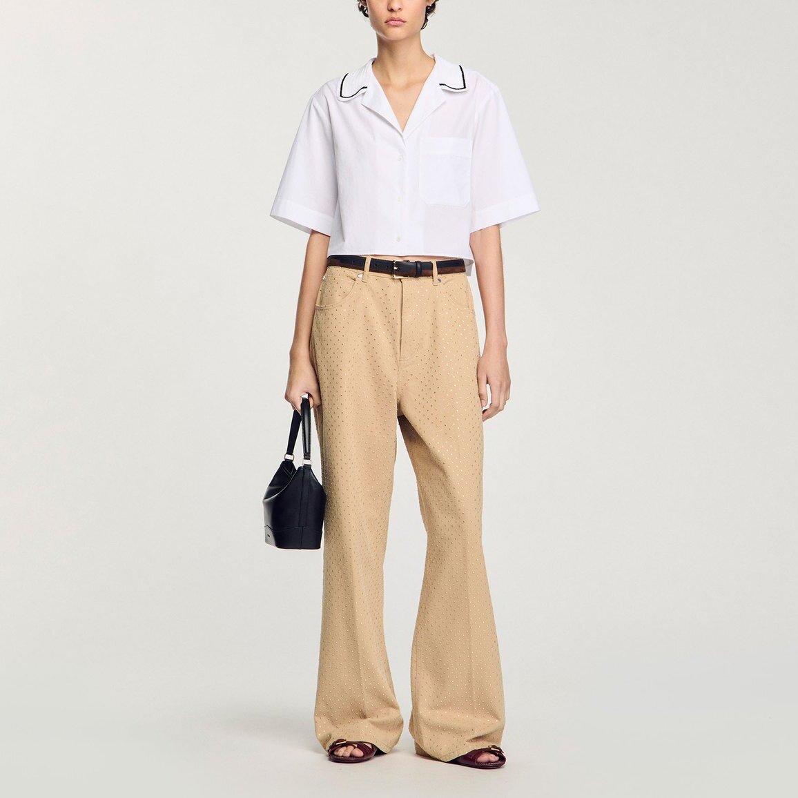 Chemise à col en crochet Sandro seconde main