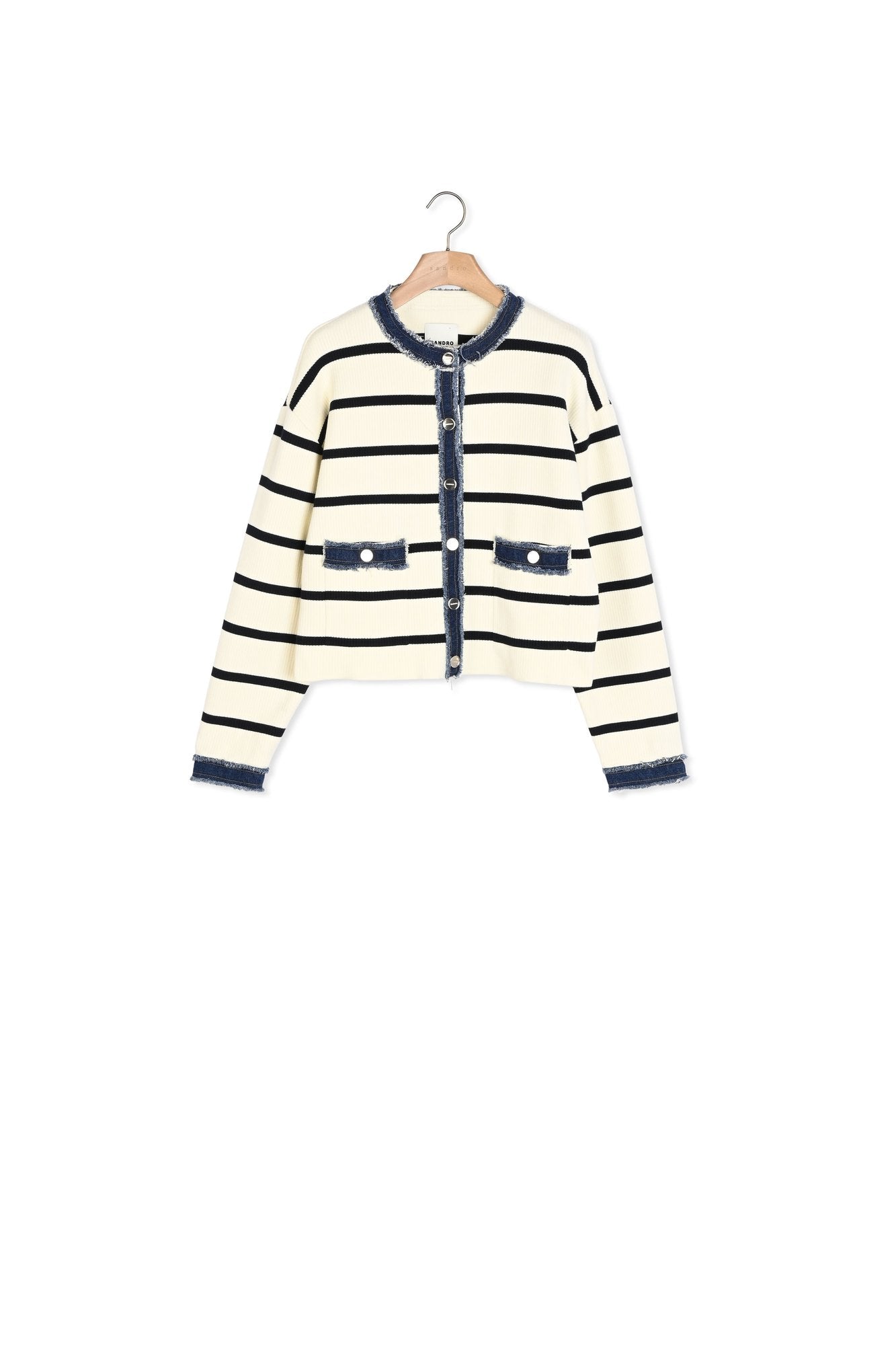 Cardigan rayé à détails denim Sandro seconde main