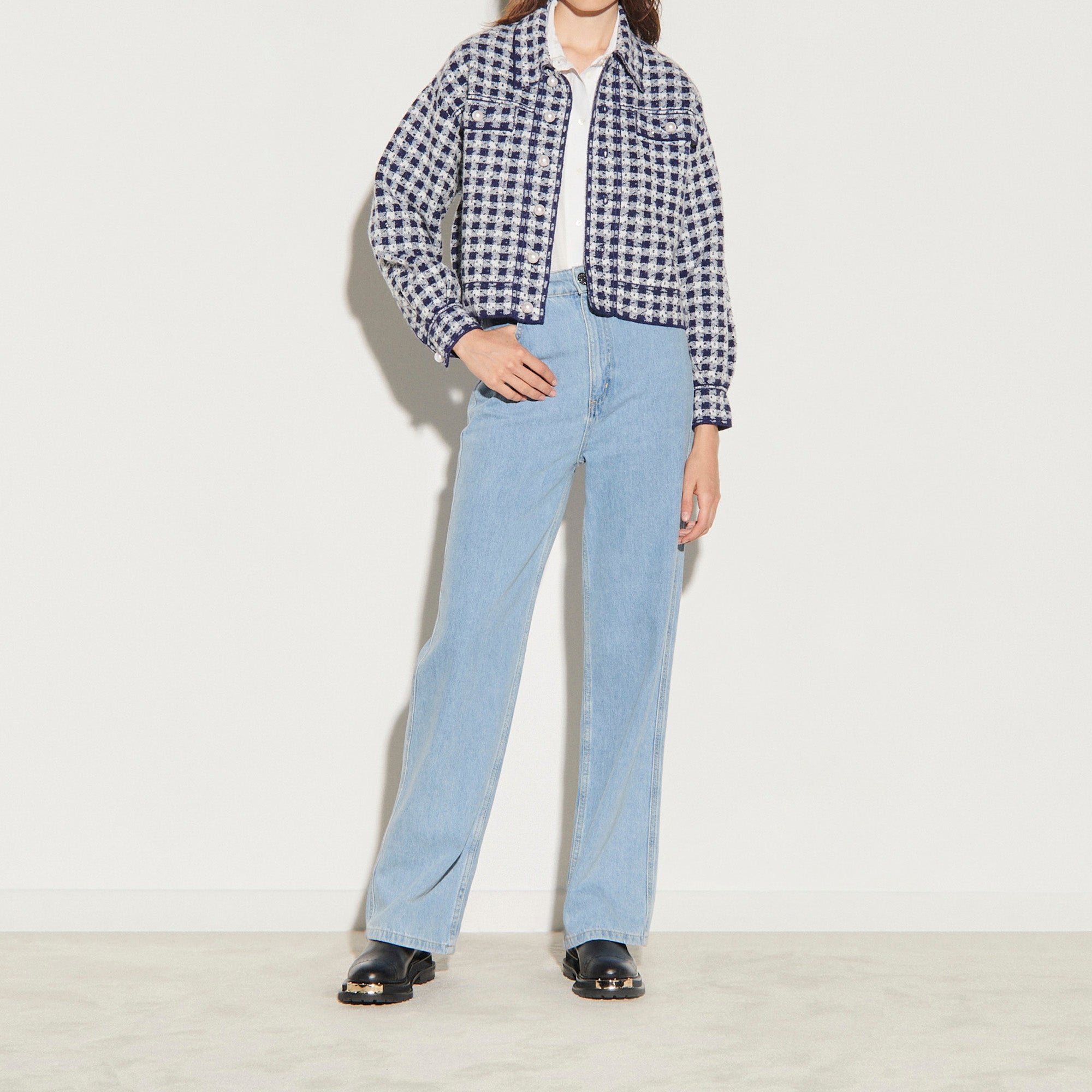 Veste courte en tweed jacquard Sandro seconde main