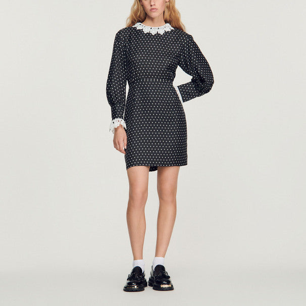 Robe courte fluide à imprimé pois Sandro seconde main