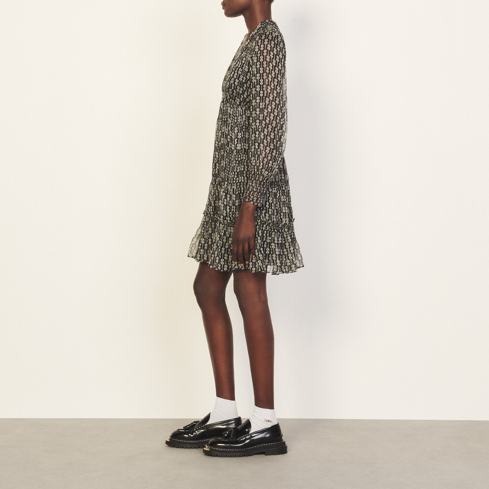 Robe imprimée Noir et Blanc Sandro seconde main