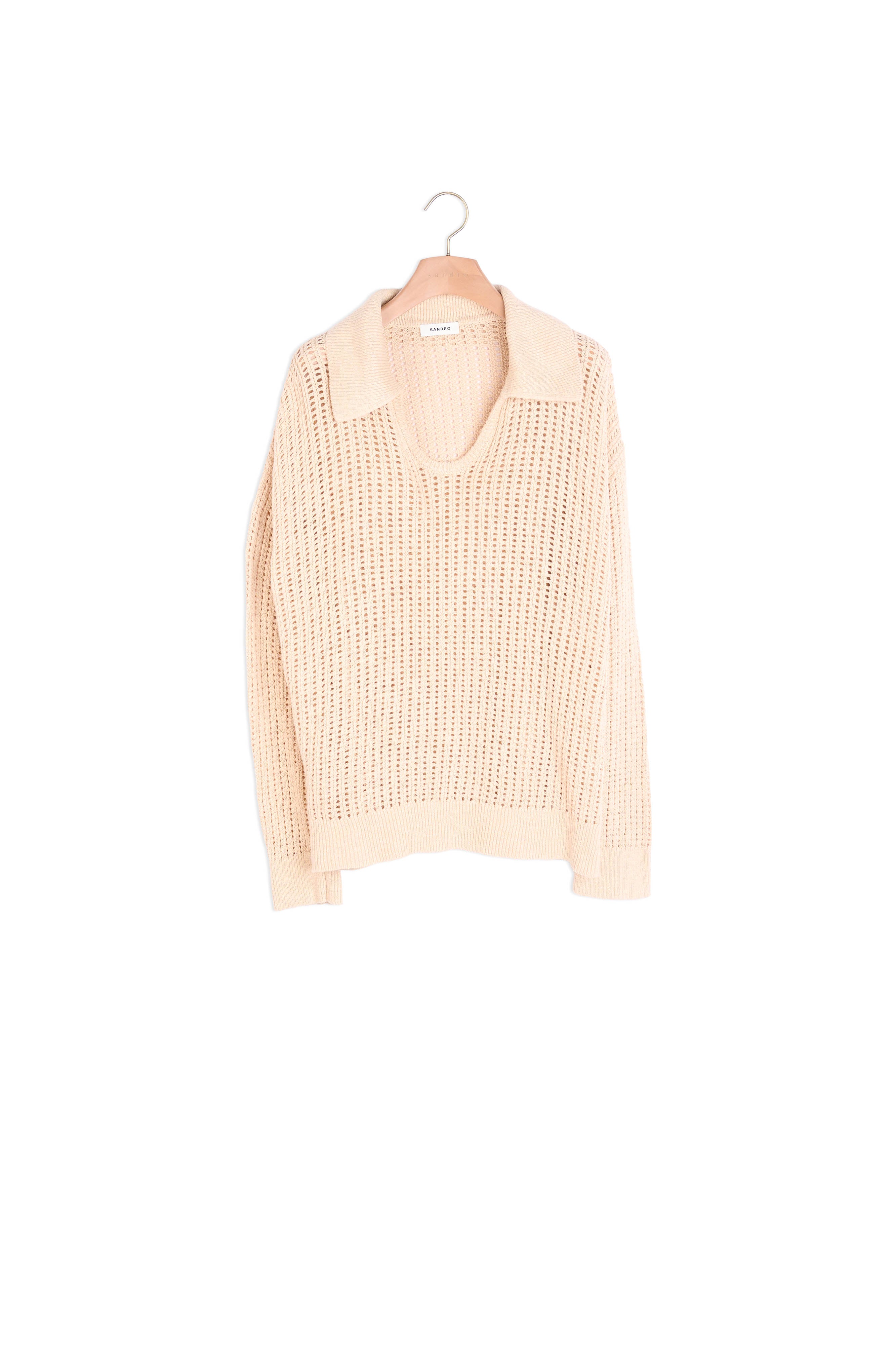 Pull col polo en lin et coton biologique Sandro seconde main