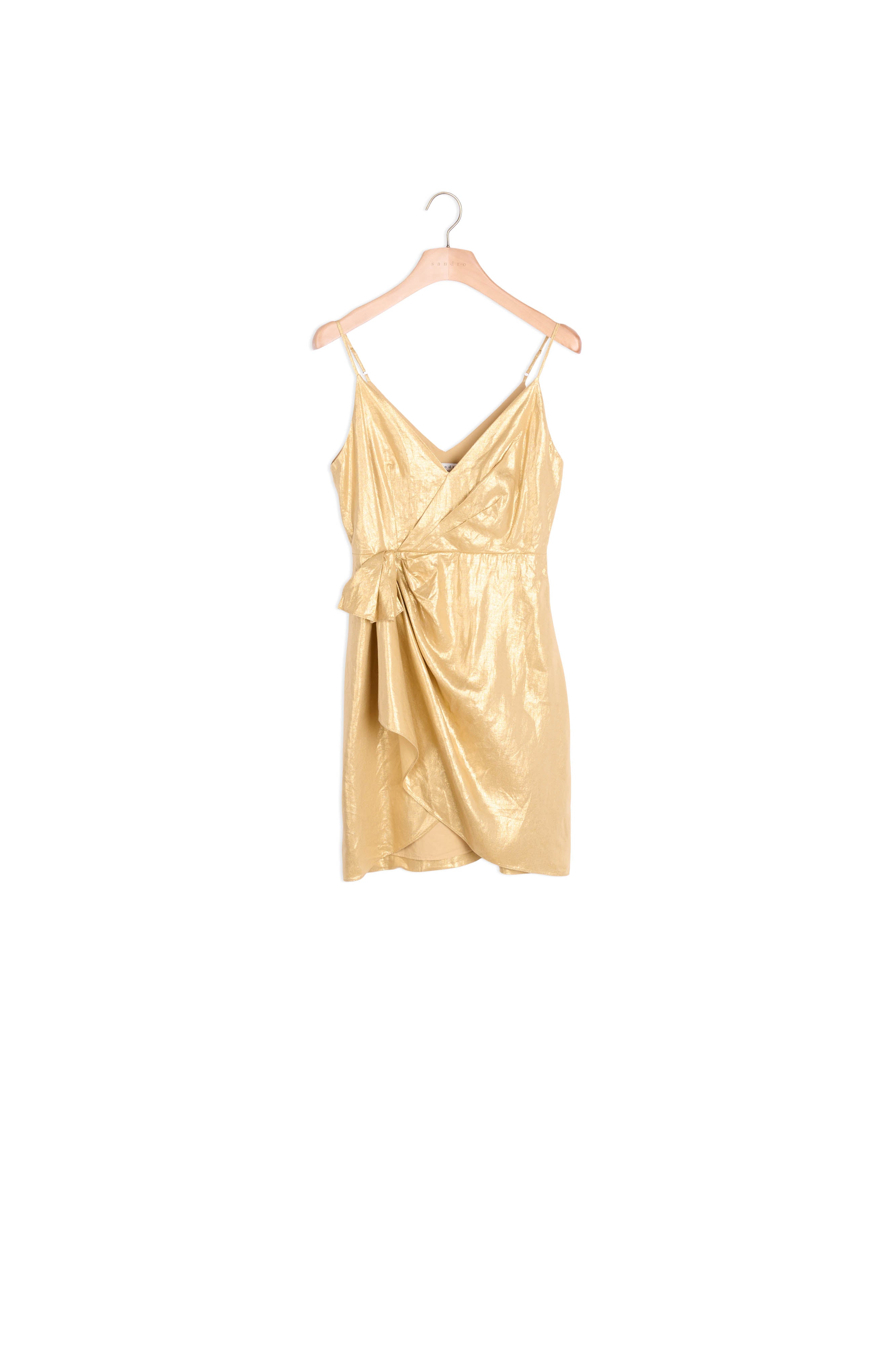 Robe courte en lin à bretelles et drapé Sandro seconde main