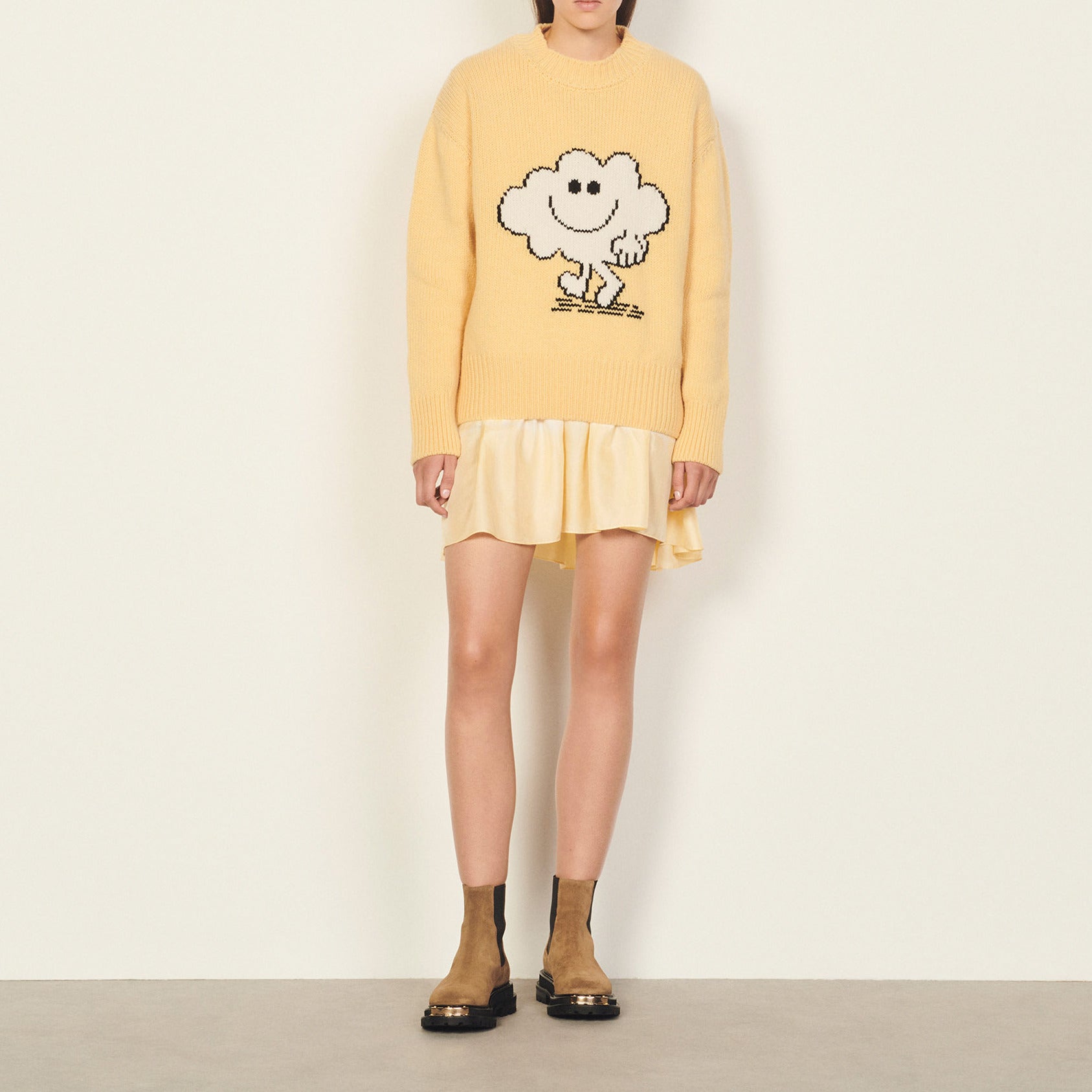 Pull Jaune Pâle Sandro seconde main