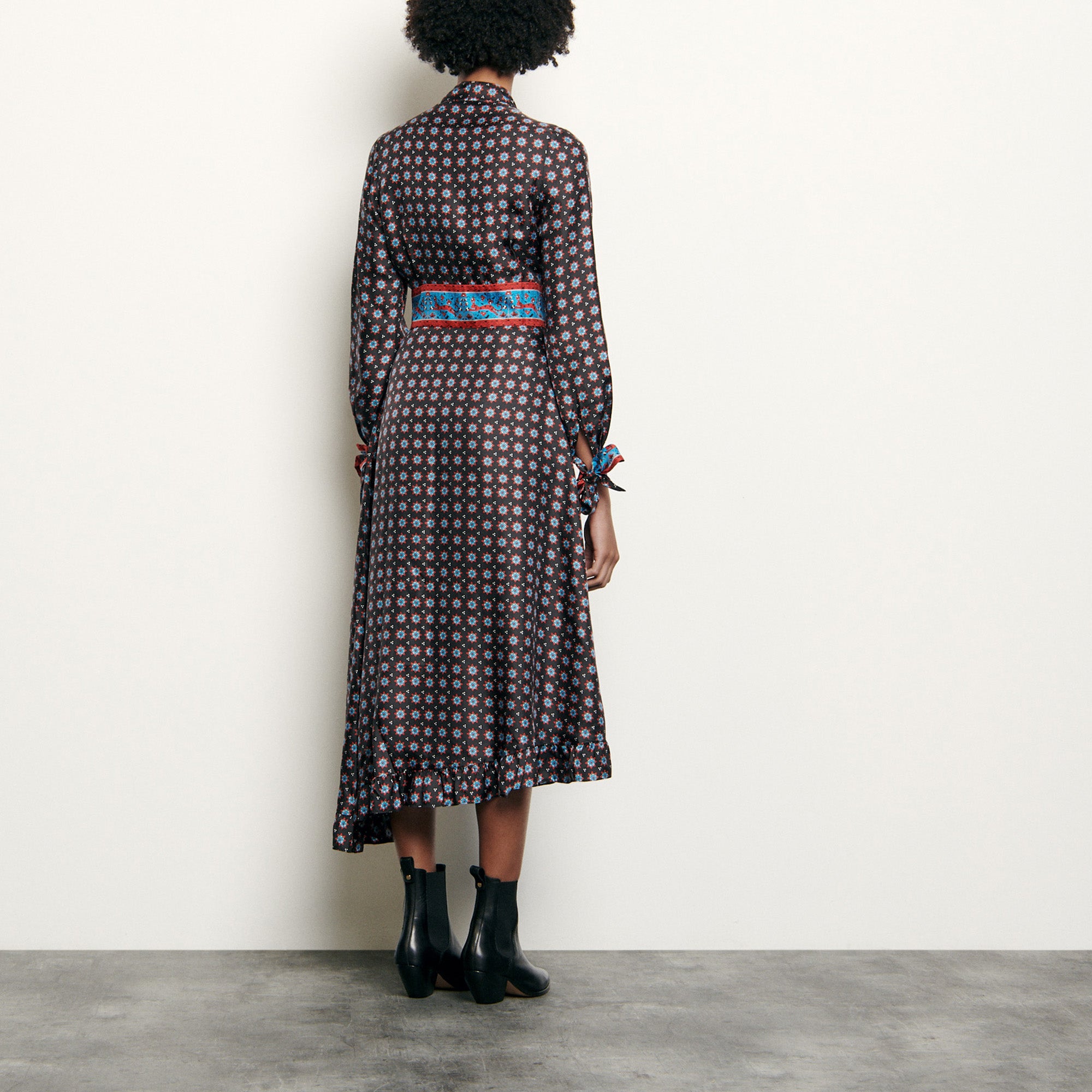 Robe longue en soie imprimée Sandro seconde main