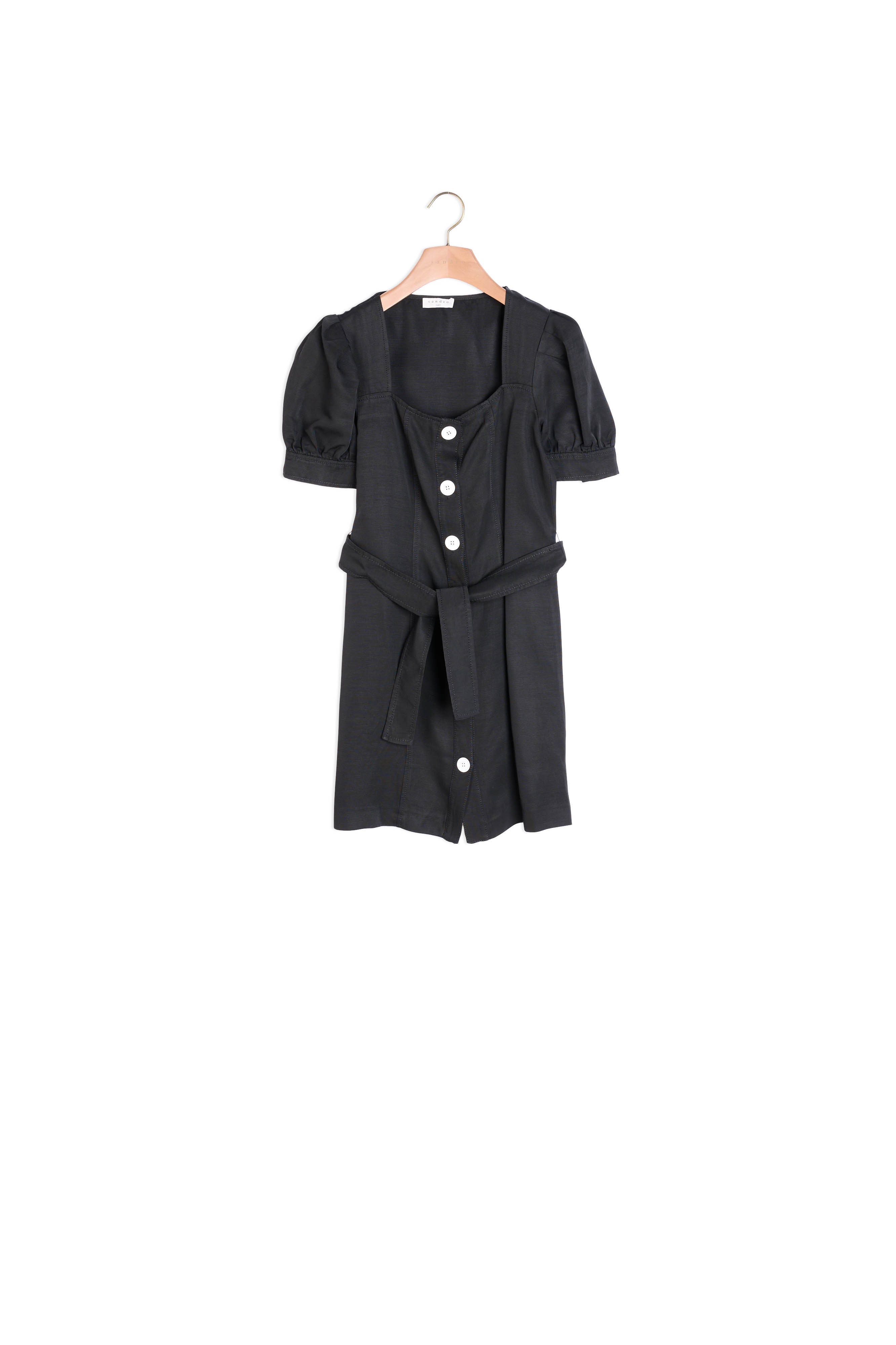 Robe courte en lin mélangé à nouer Sandro seconde main