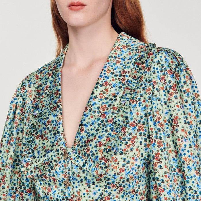 Robe courte fluide imprimé fleuri Sandro seconde main