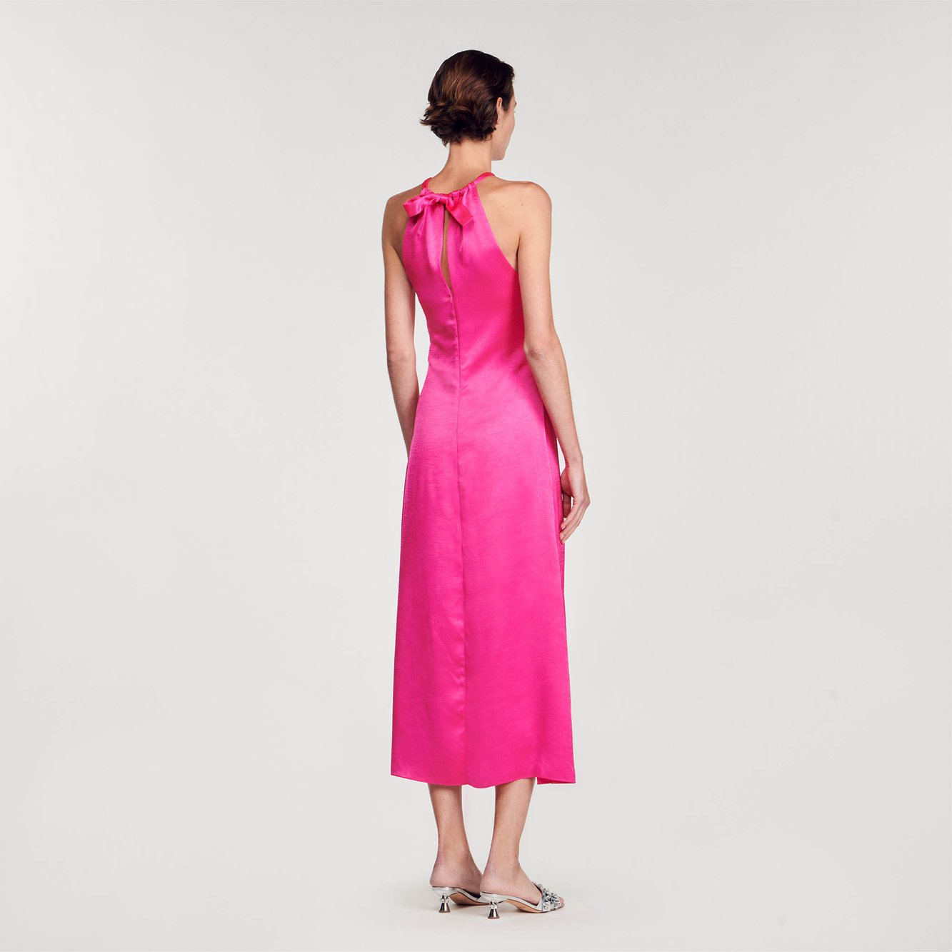 Robe longue satinée froncée Sandro seconde main