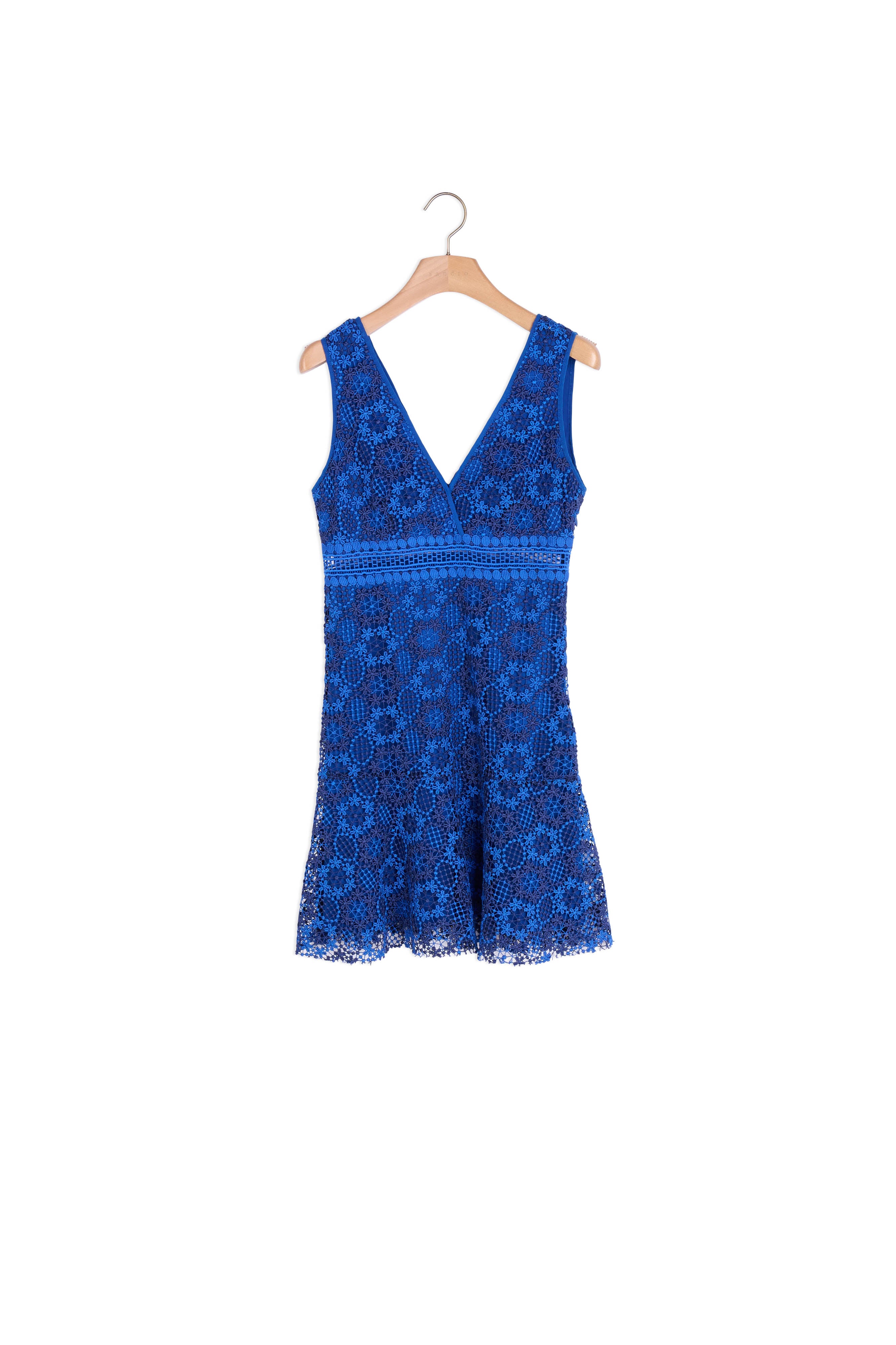 Robe col V en dentelle fleurie Sandro seconde main