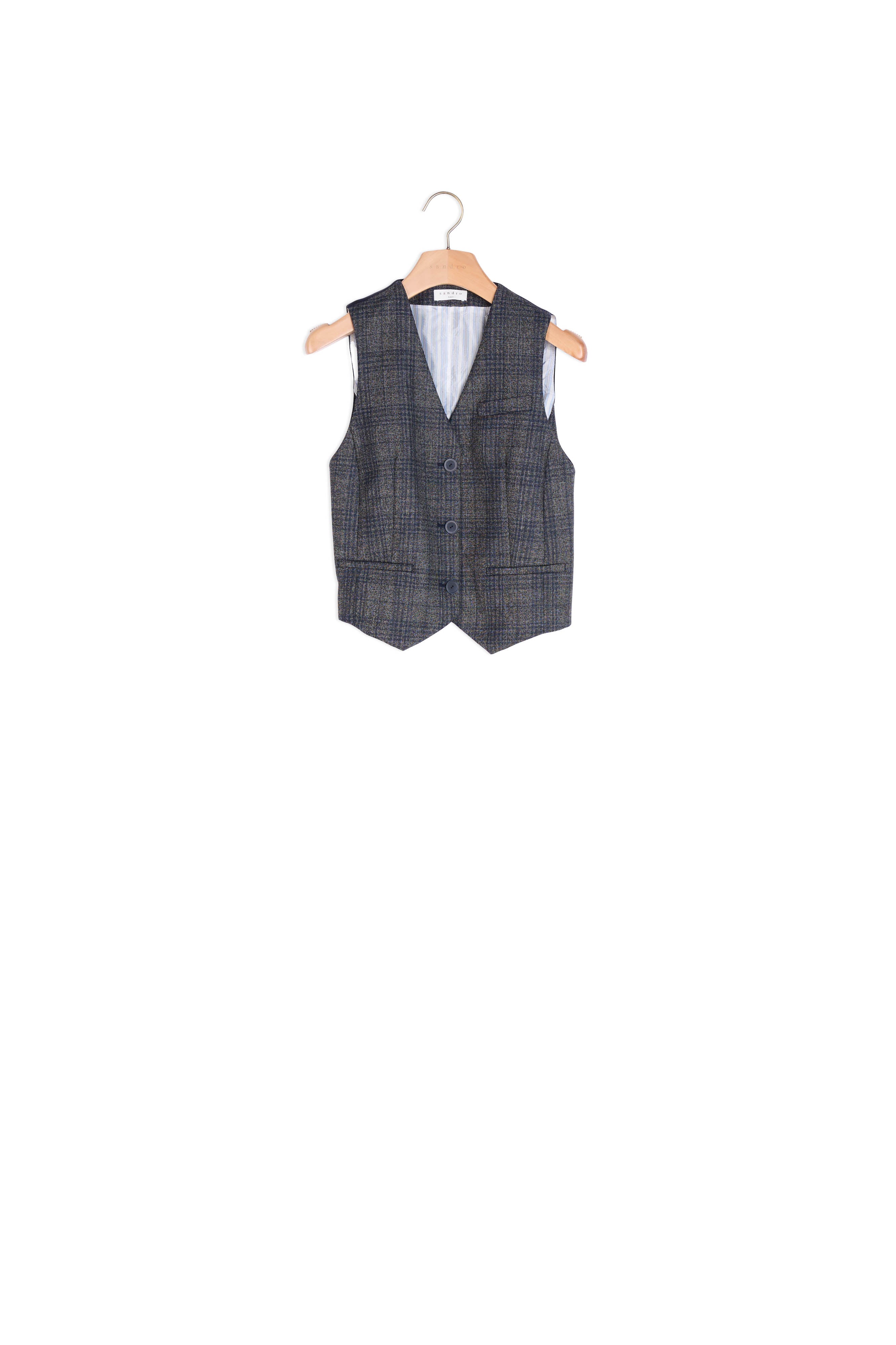 Gilet d'homme à carreaux Sandro seconde main