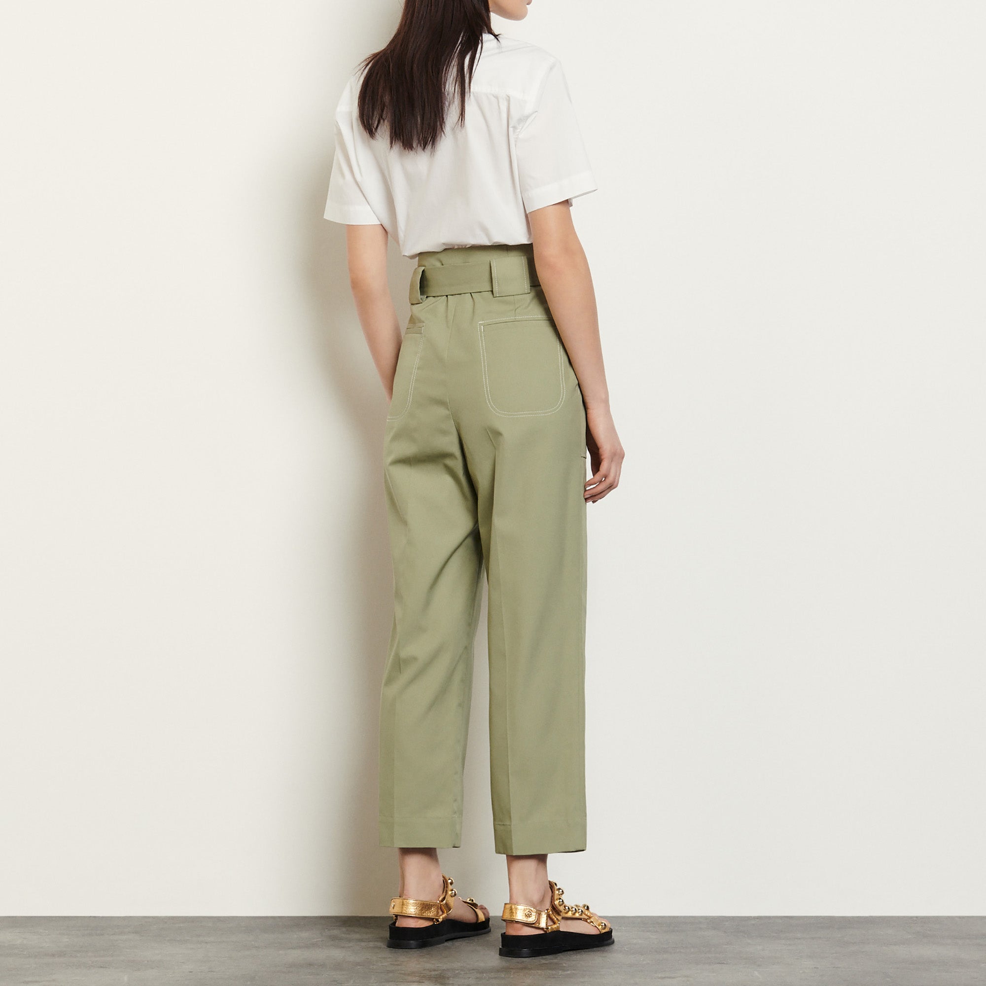 Pantalon large avec ceinture à nouer Sandro seconde main