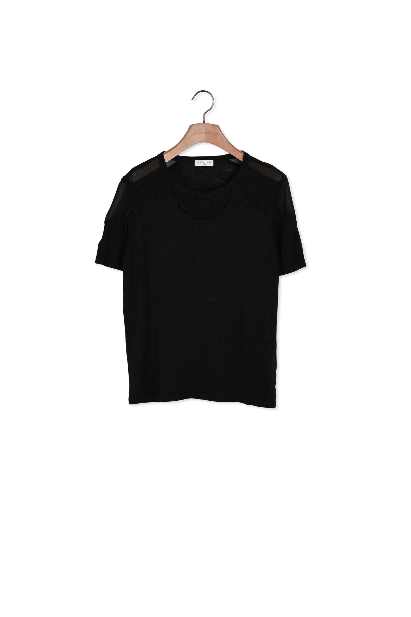 T-shirt à empiècement transparent Sandro seconde main