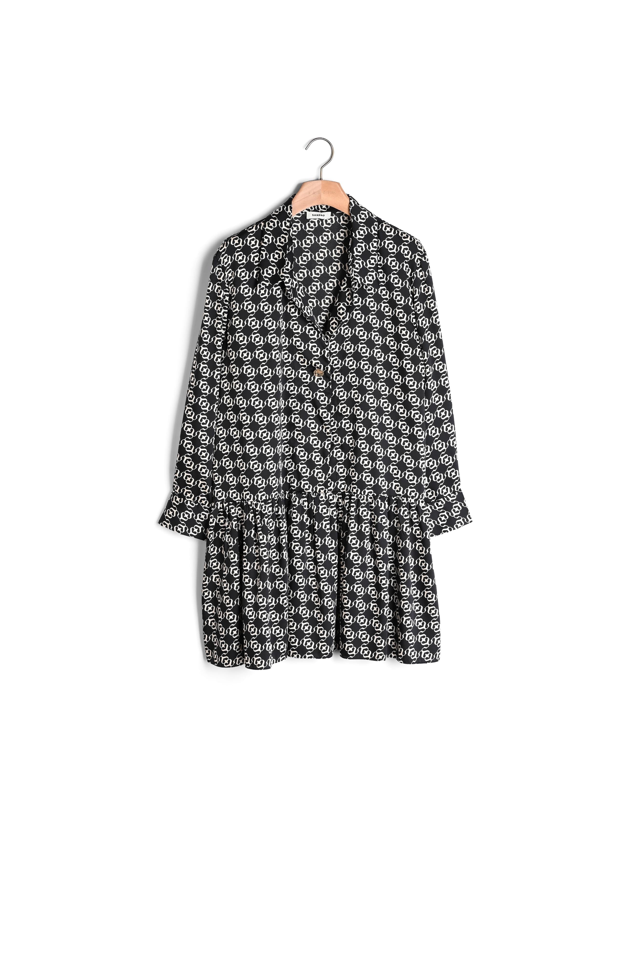 Robe imprimé écru et noir Sandro seconde main