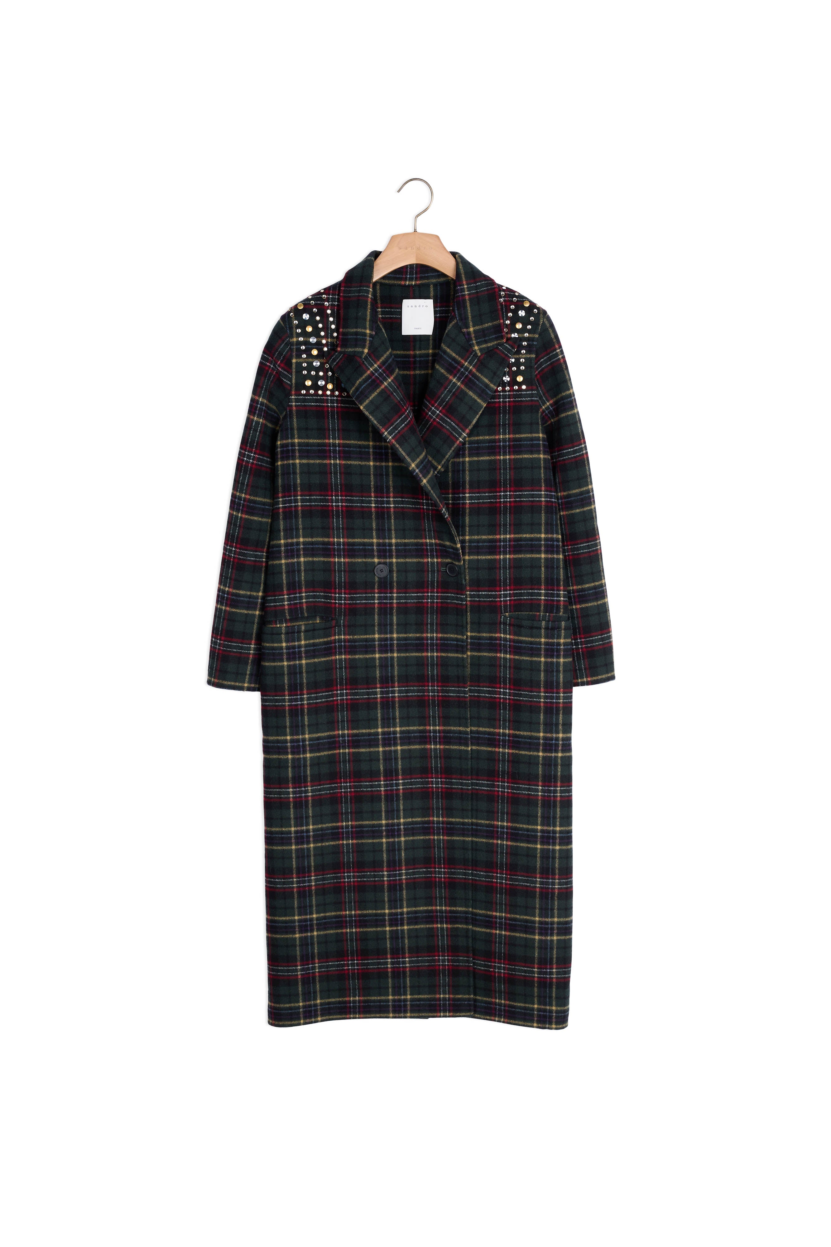 Manteau long orné de strass aux épaules Sandro seconde main