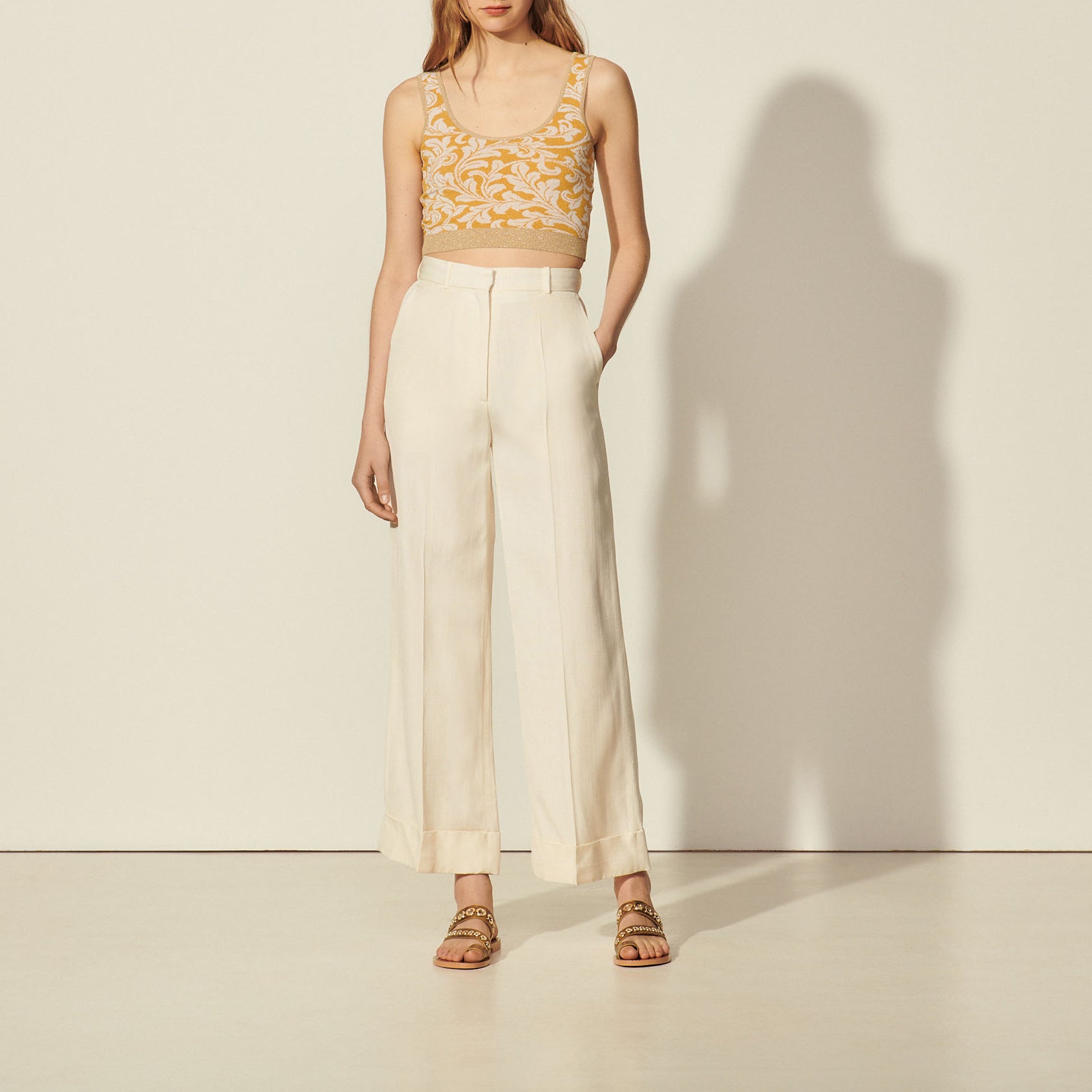 Pantalon taille haute au large revers Sandro seconde main