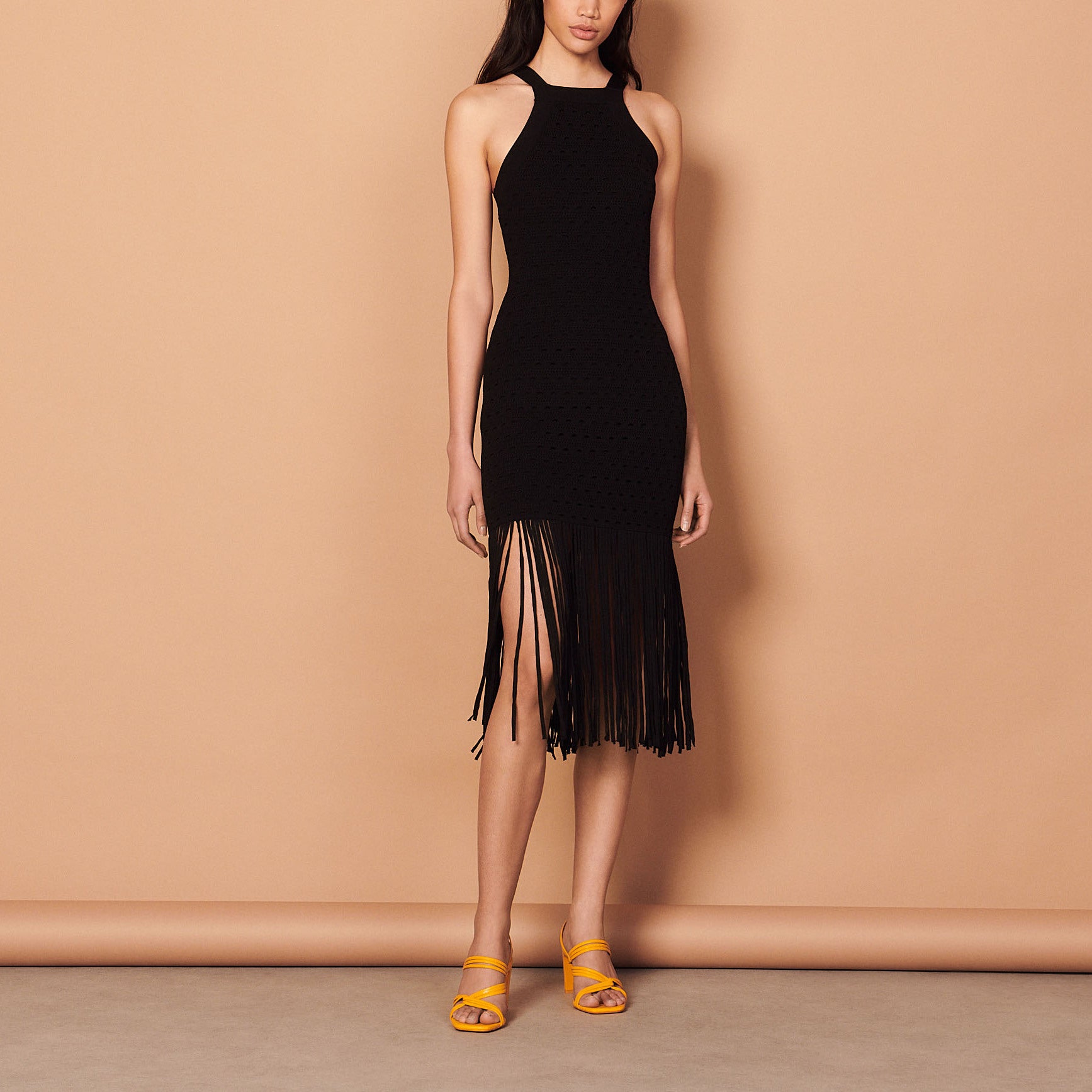 Robe midi frangée en Maille Sandro seconde main