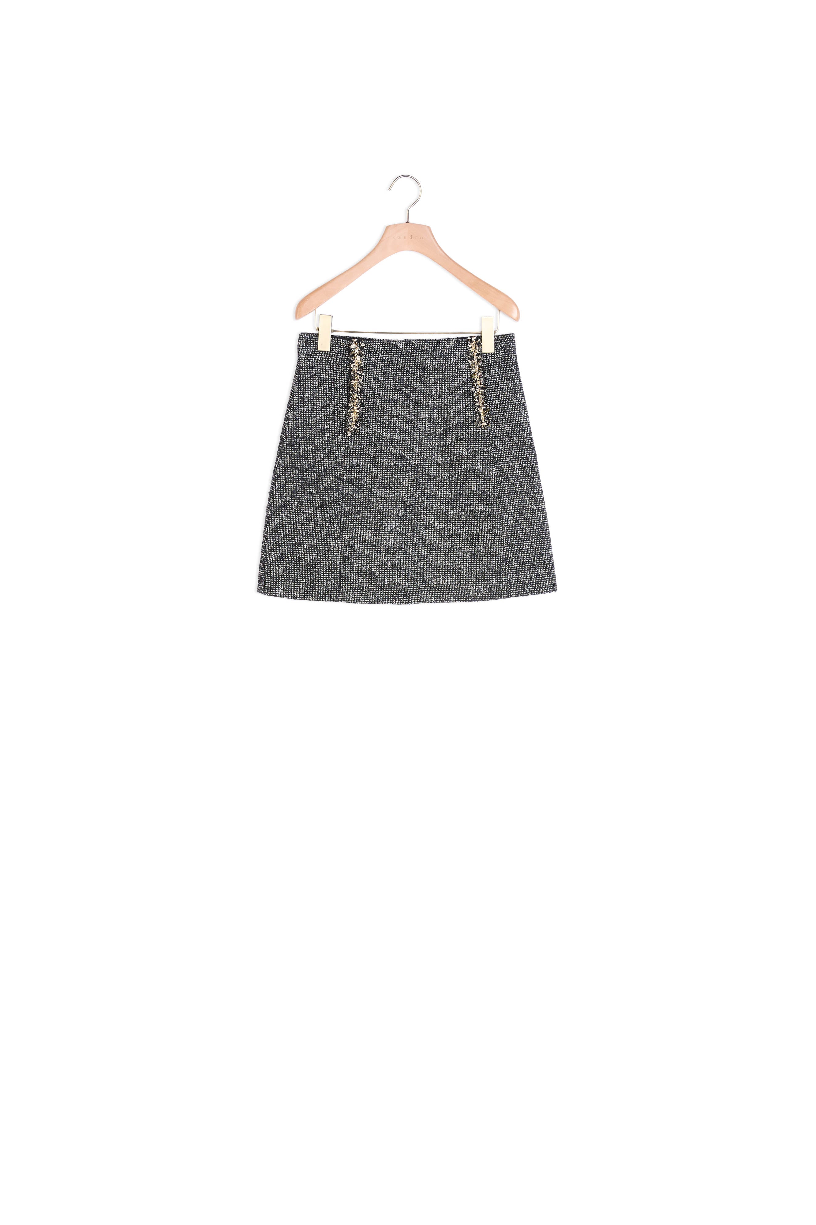 Jupe courte en tweed avec galon chaîne Sandro seconde main