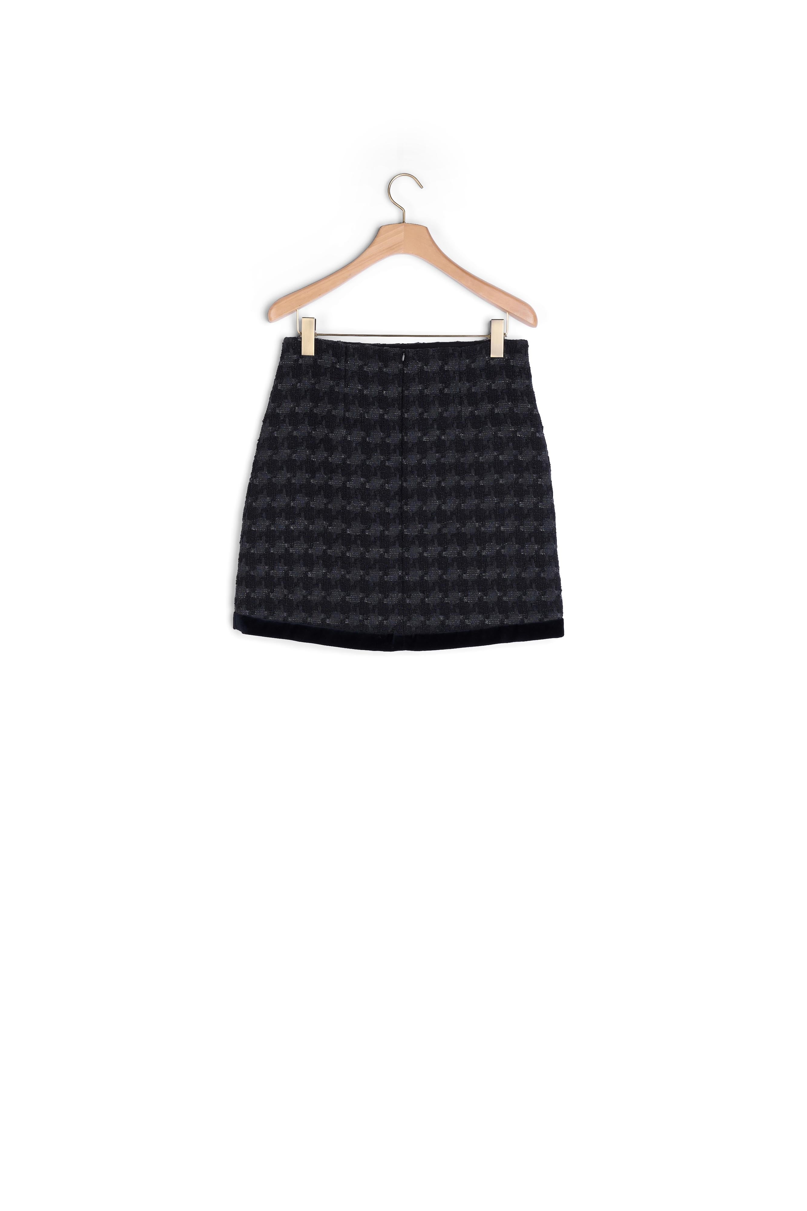 Jupe courte en tweed pied-de-coq Sandro seconde main