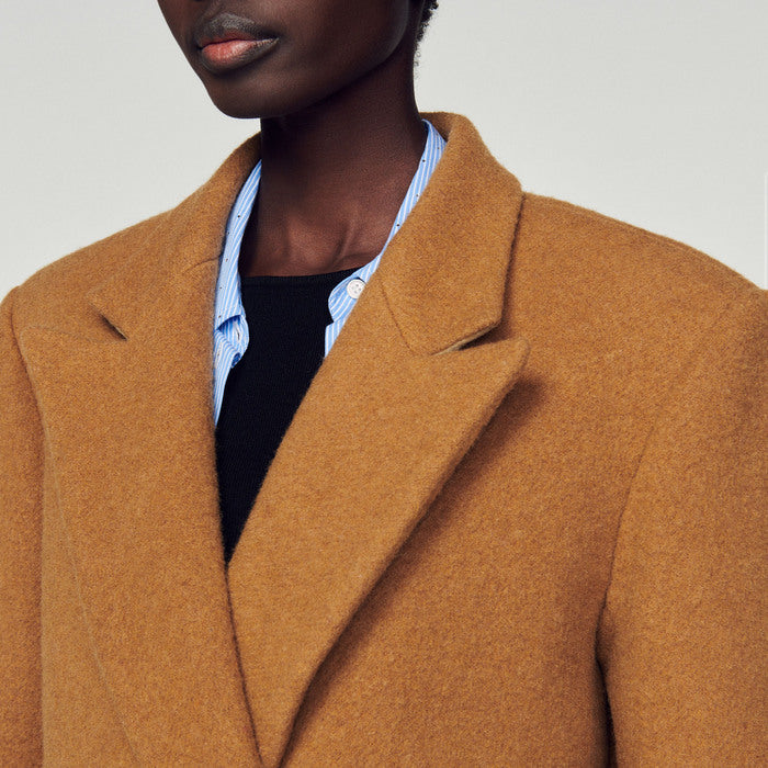 Manteau droit en laine grattée Sandro seconde main
