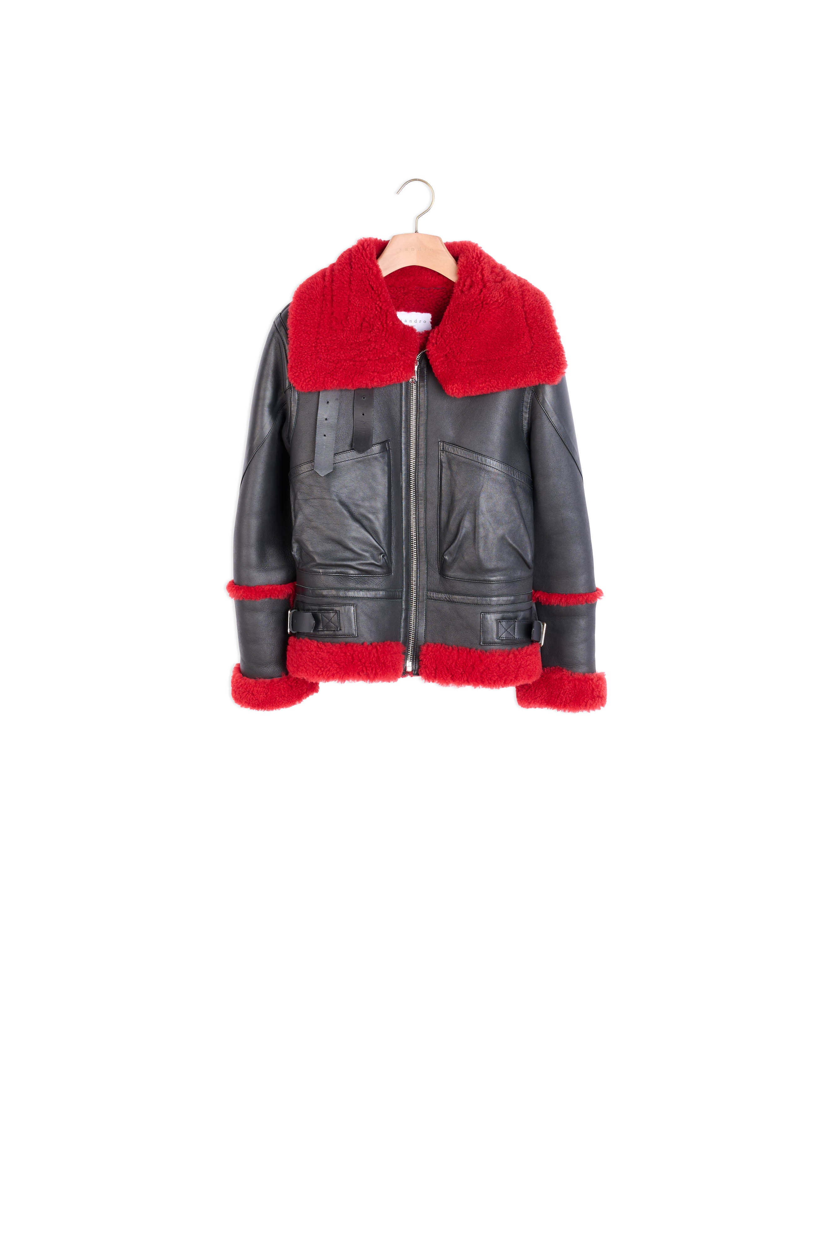 Veste en peau lainé détails colorés Sandro seconde main