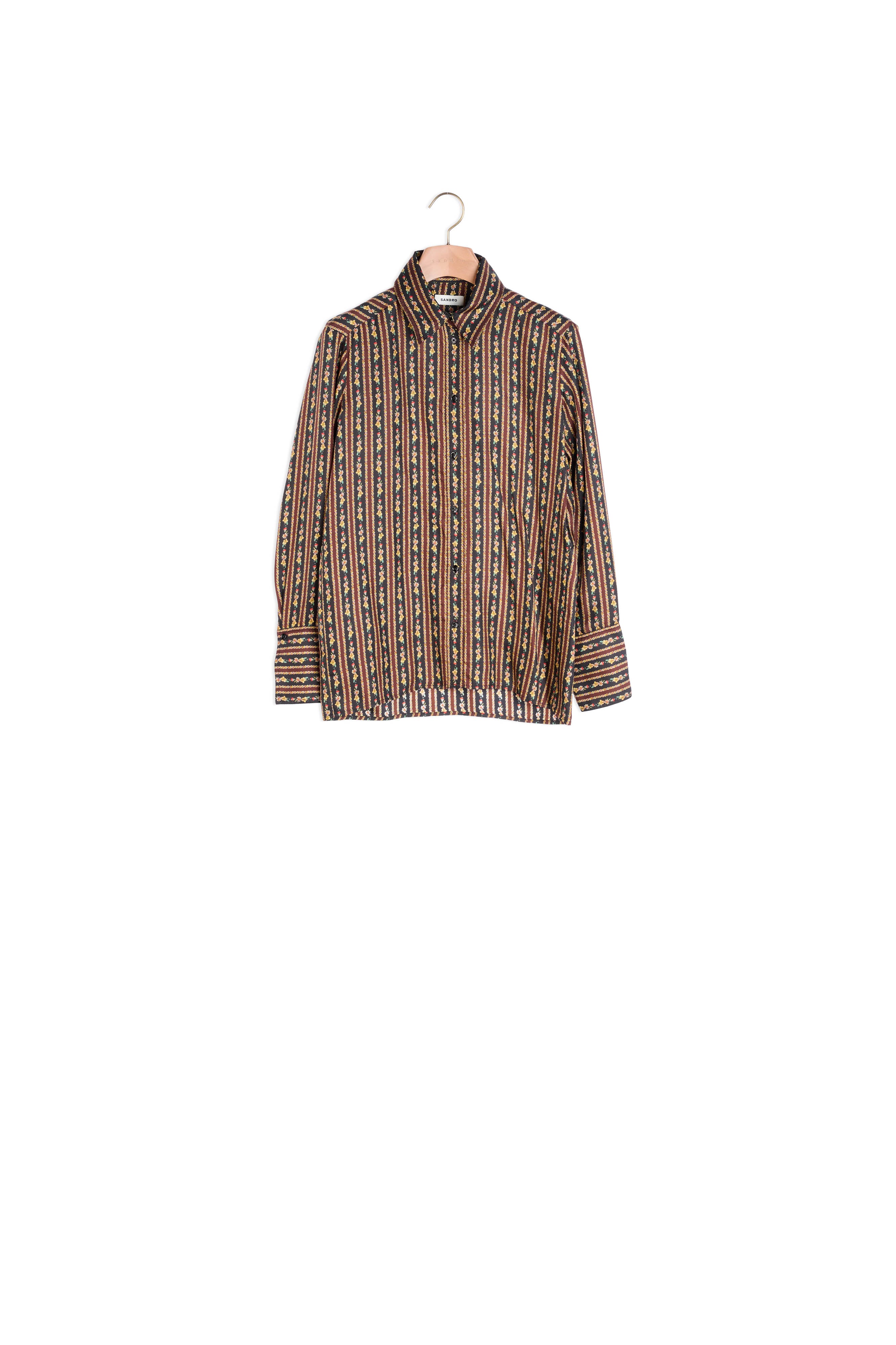 Chemise fluide à  imprimé fleurs rayures Sandro seconde main