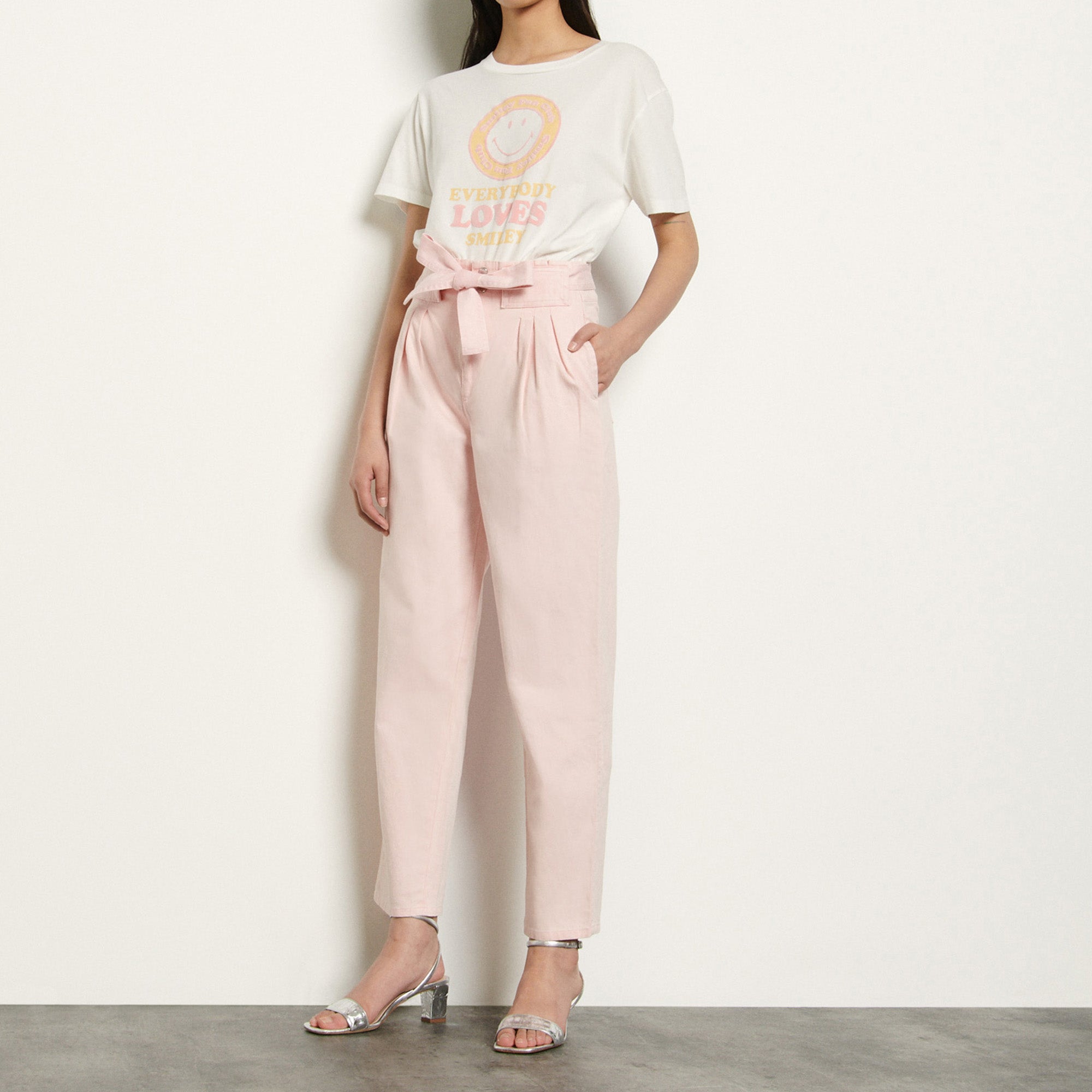 Pantalon en coton-lin mélangé Sandro seconde main