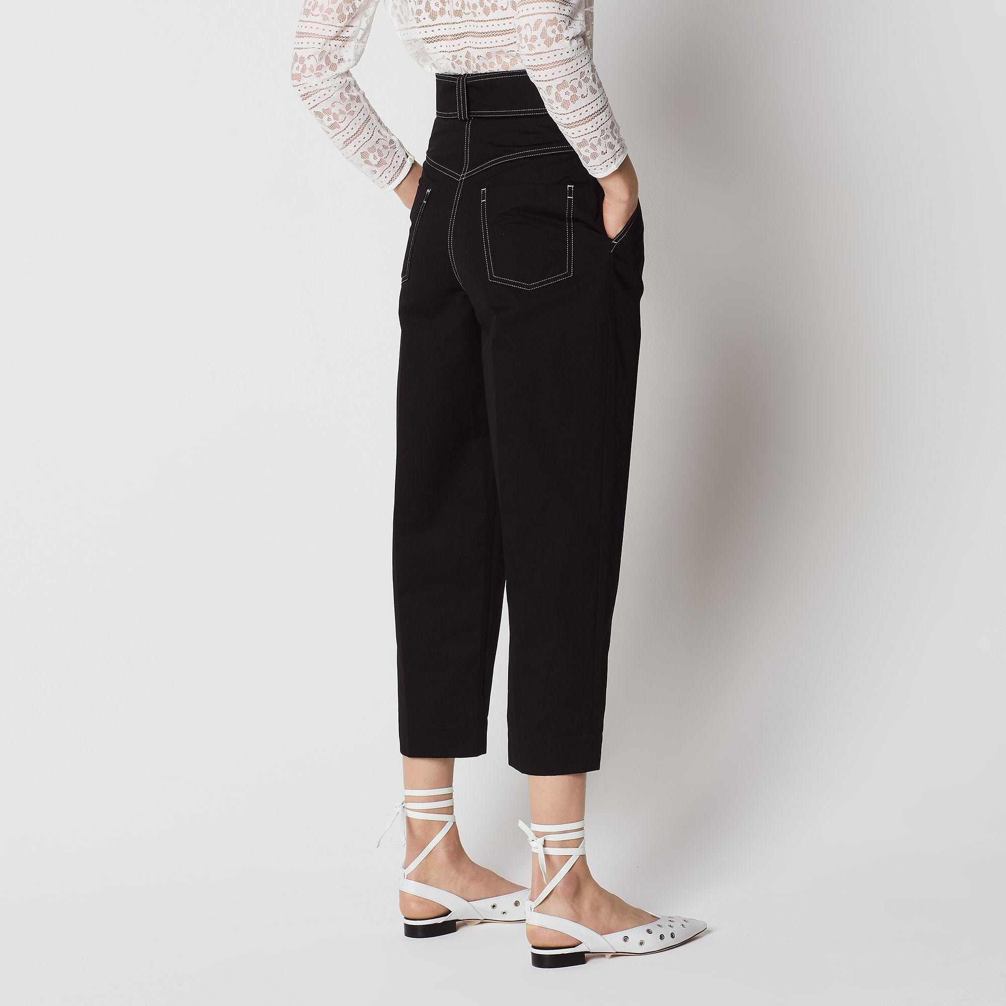 Pantalon en coton zippé et ceinturé Sandro seconde main