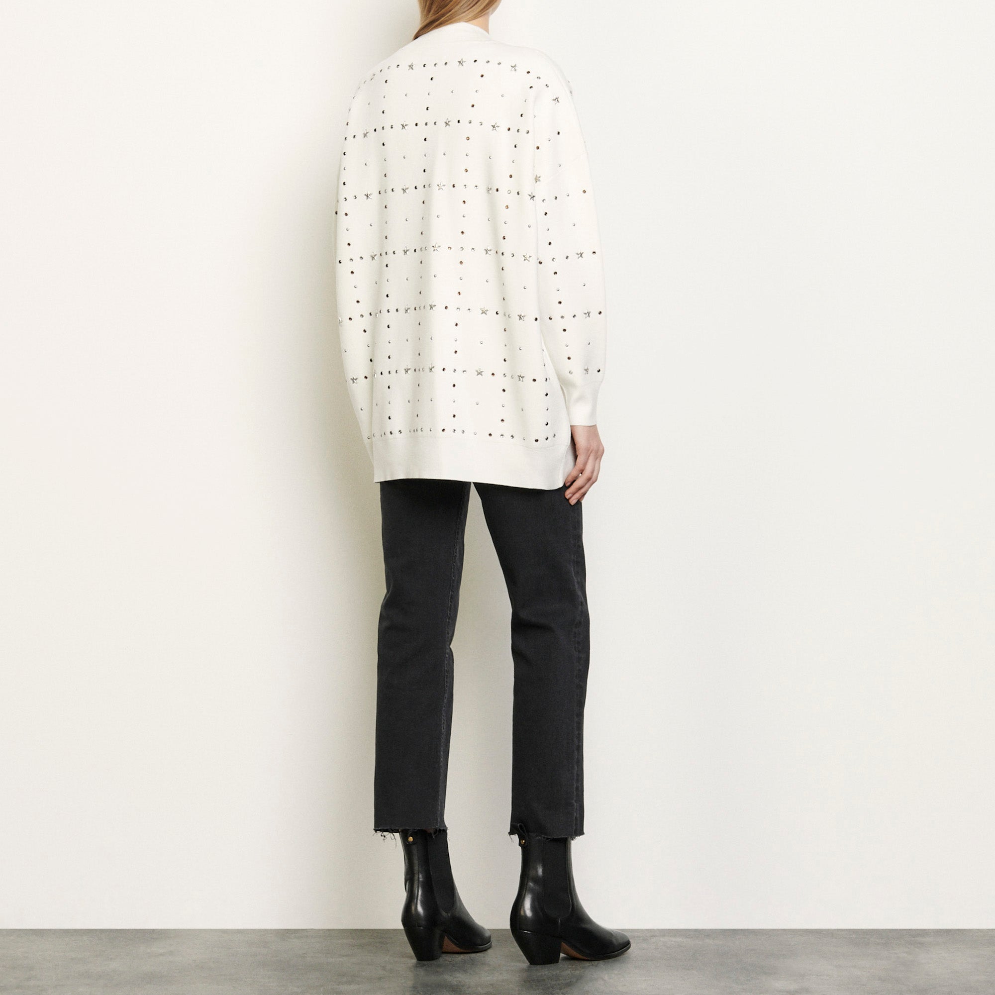 Cardigan oversize orné de rivets bijoux Sandro seconde main
