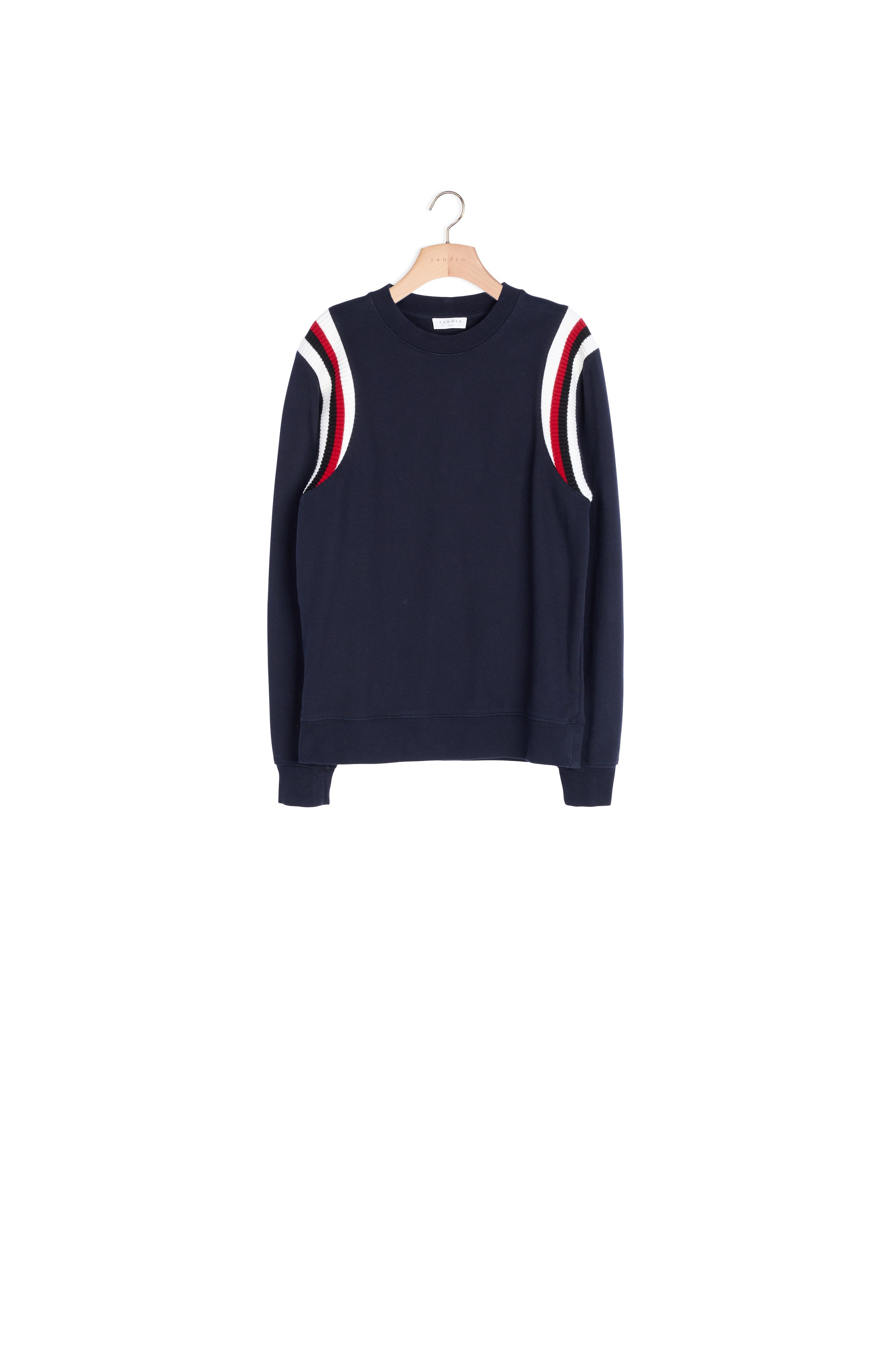 Sweat shirt à bords côtes tricolores Sandro seconde main