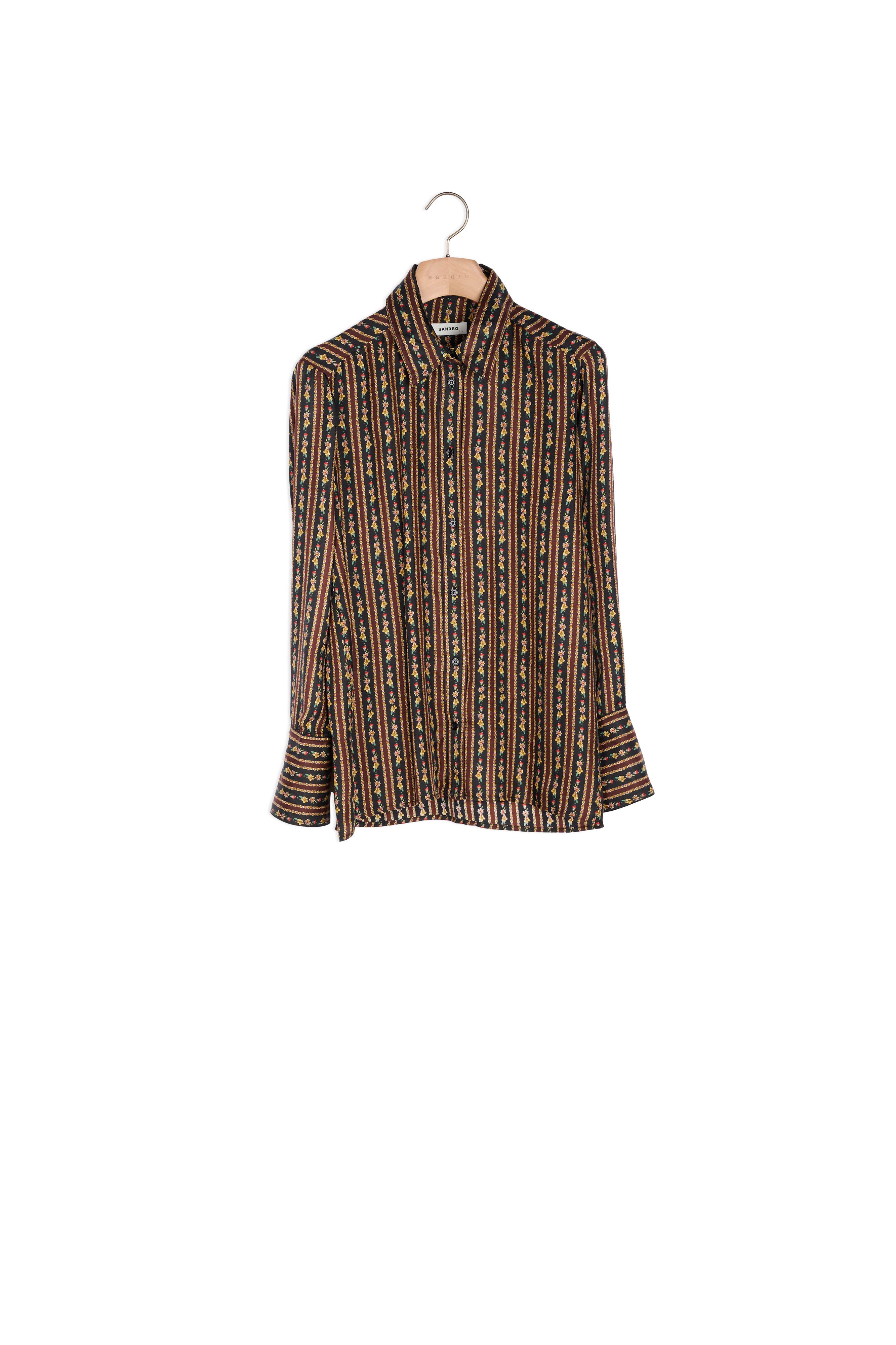 Chemise fluide à  imprimé fleurs rayures Sandro seconde main