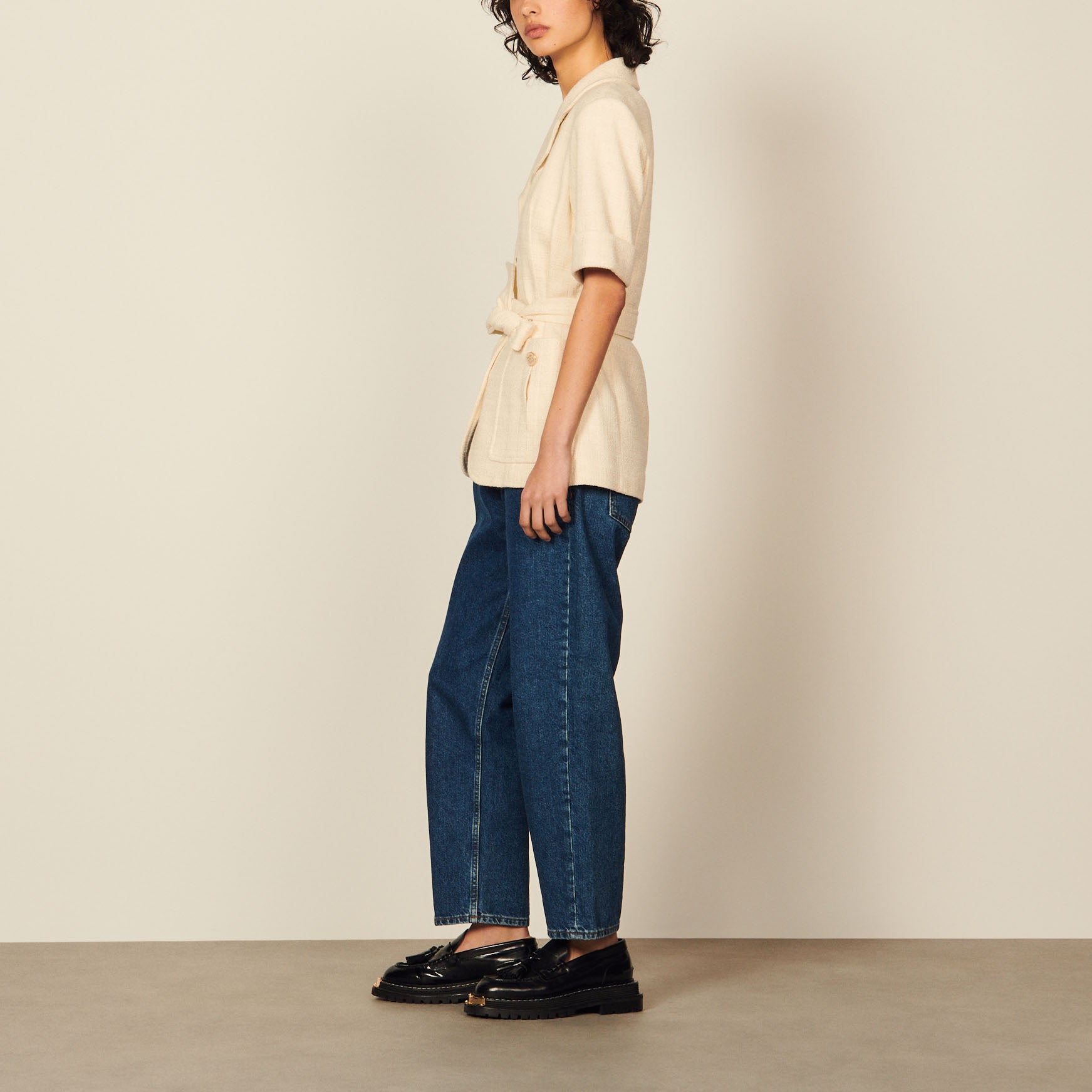 Veste en tweed à manches courtes Sandro seconde main