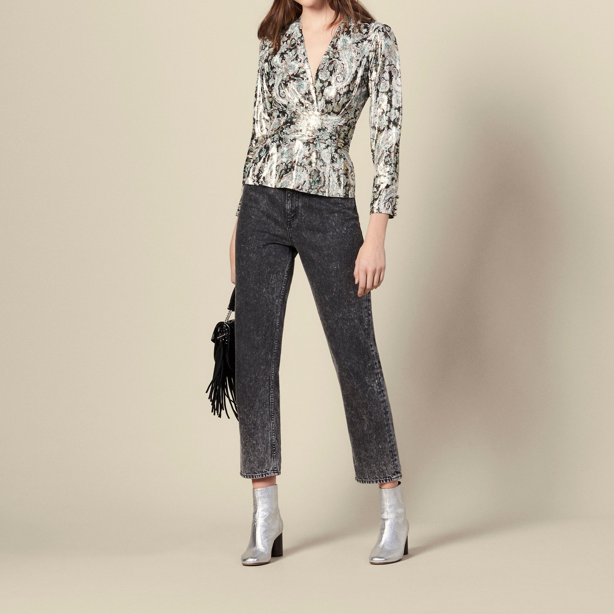 Top en jacquard lurex Sandro seconde main