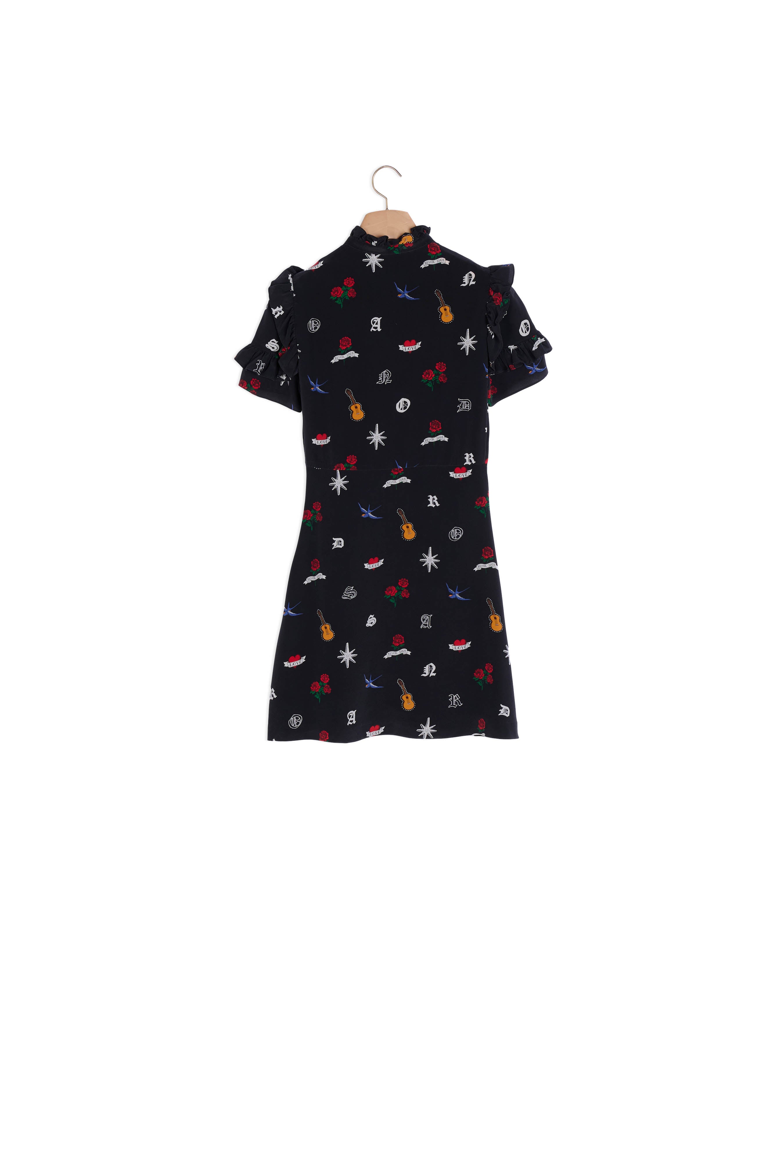 Robe en soie imprimée boutons strassés Sandro seconde main