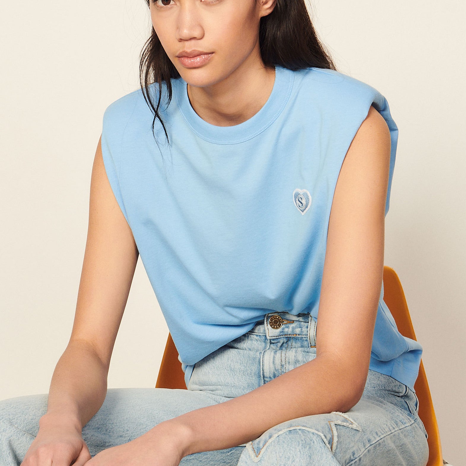 T-shirt en coton biologique sans manches Sandro seconde main