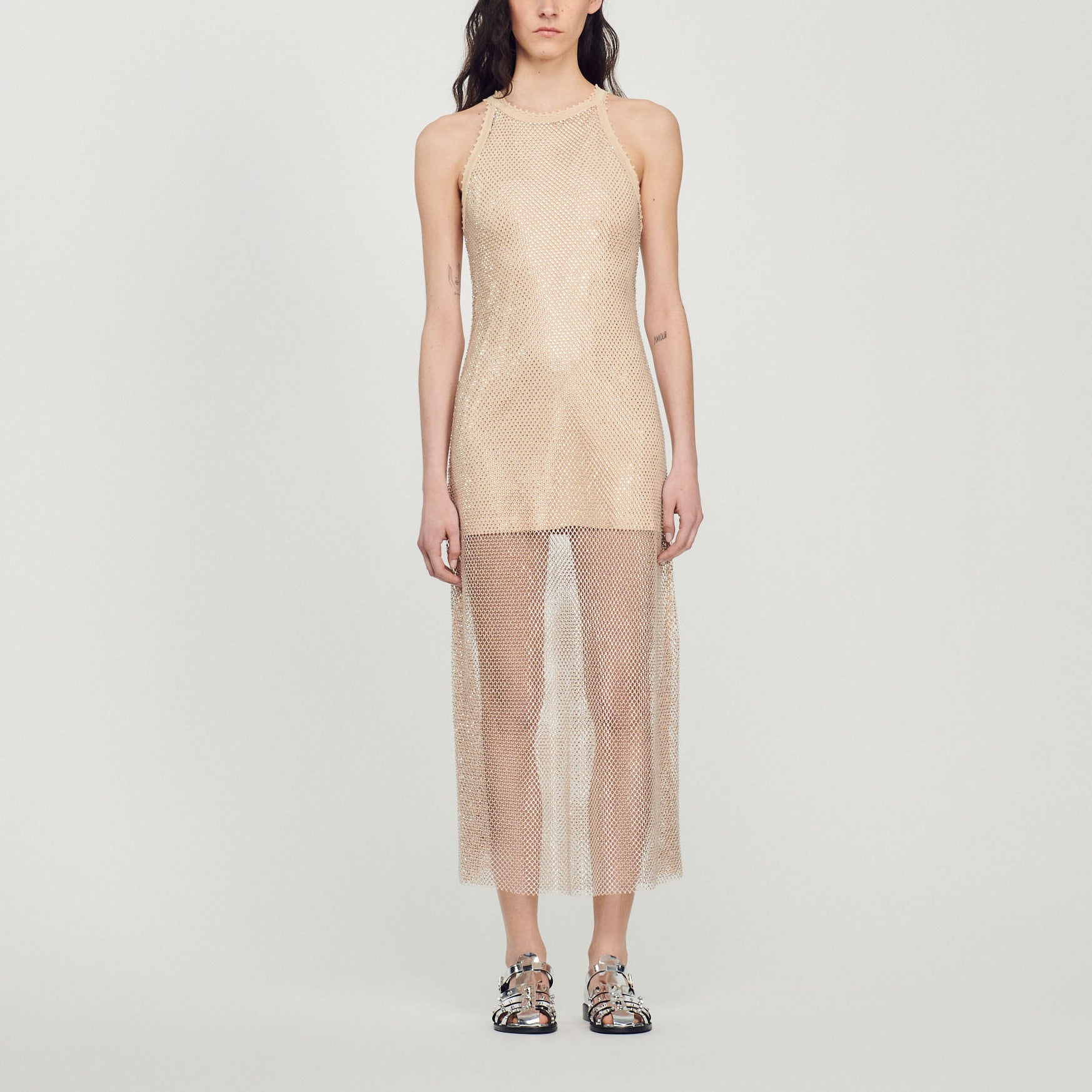 Robe longue résille brillante Sandro seconde main