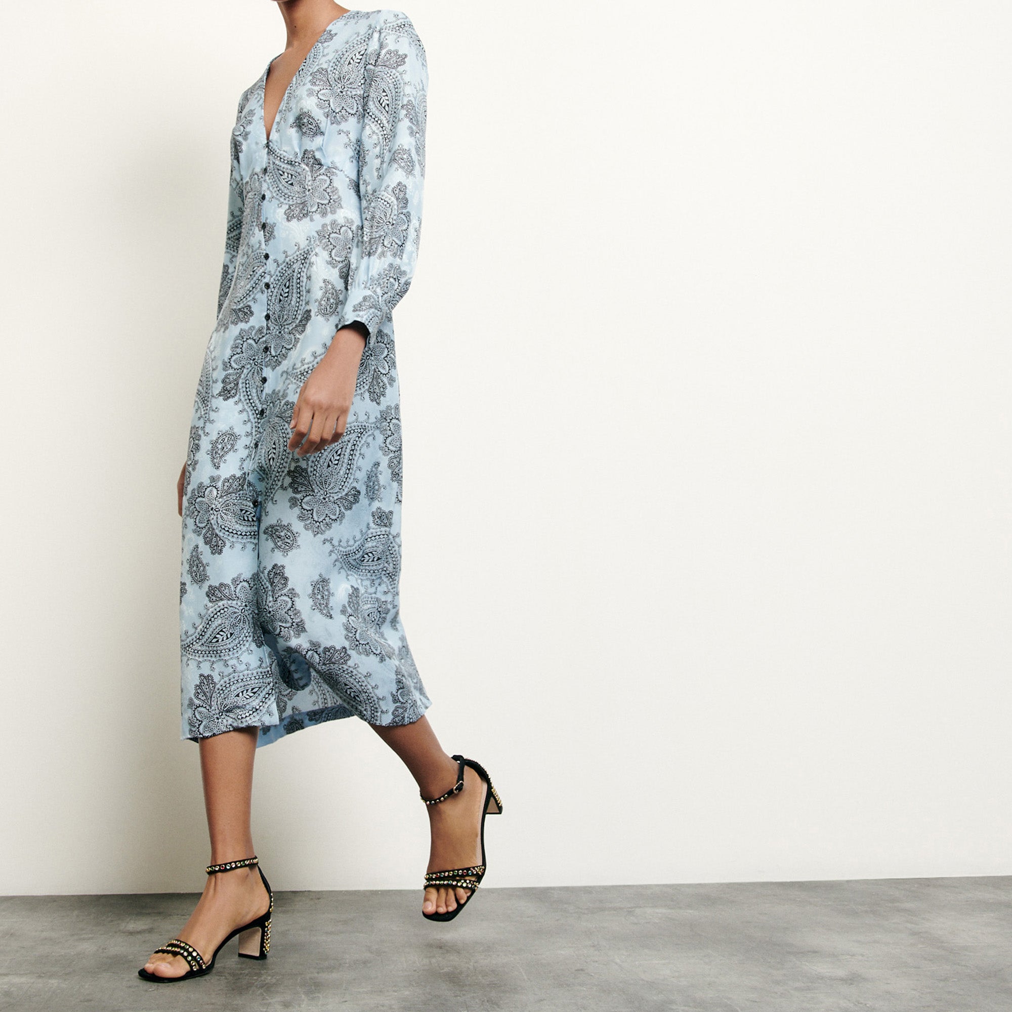 Robe midi en soie mélangée imprimée Sandro seconde main