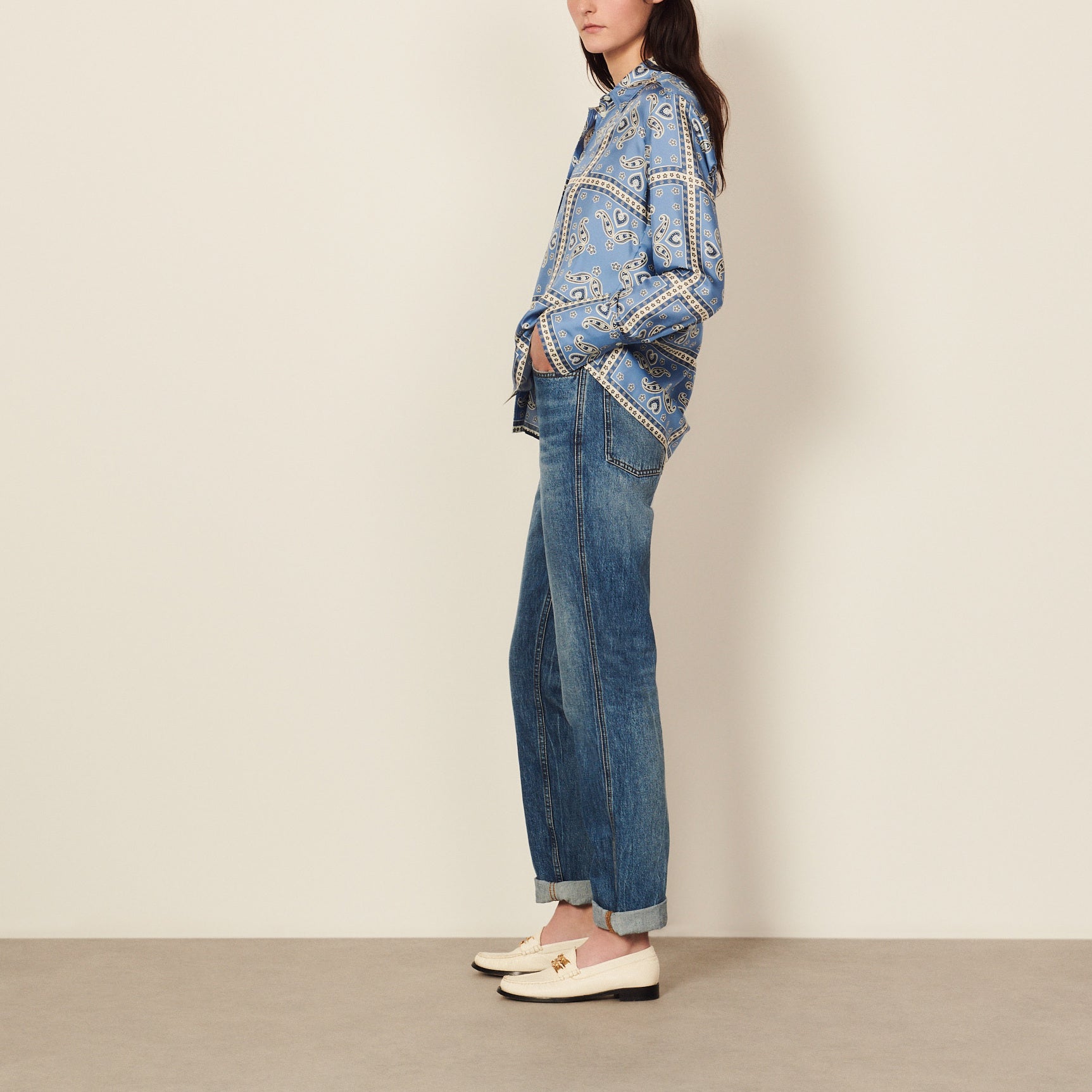 Chemise en soie imprimée Sandro seconde main