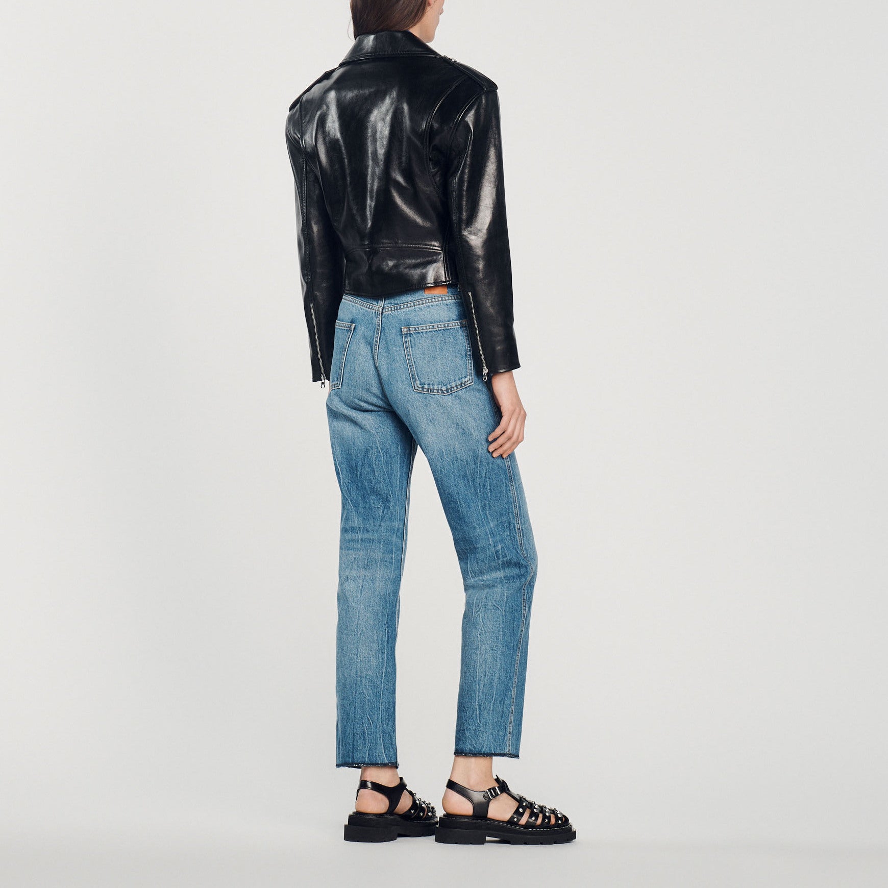 Blouson en cuir Sandro seconde main