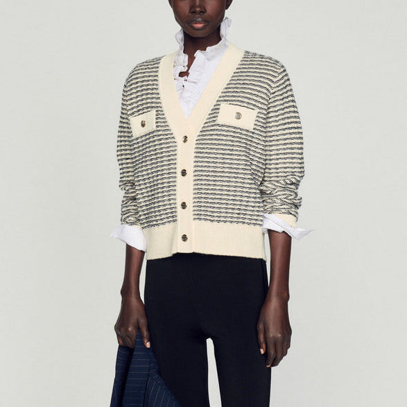 Cardigan en Maille à rayures Sandro seconde main