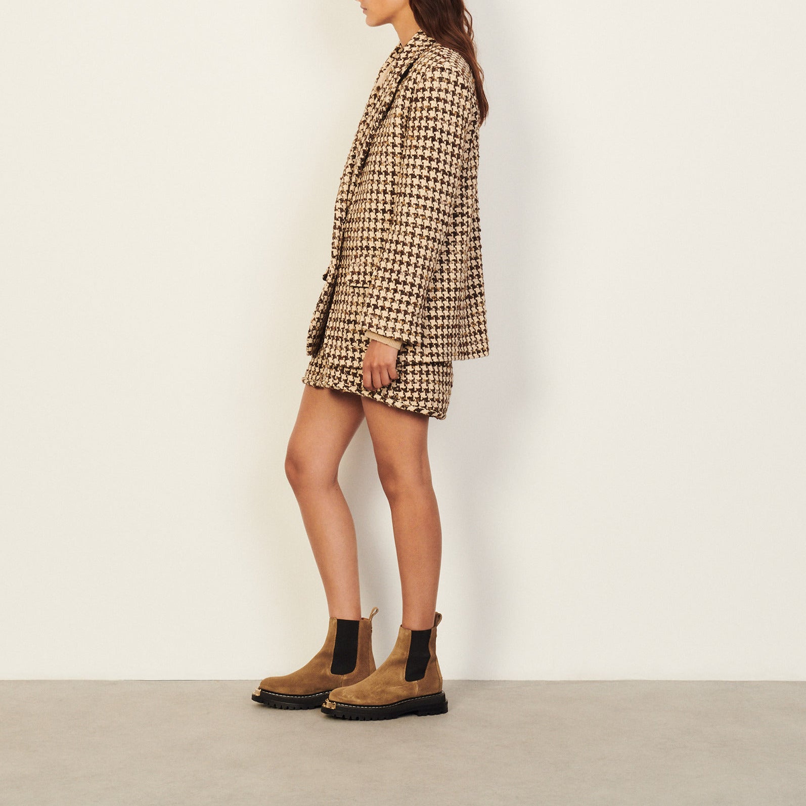 Veste de tailleur en pied de poule Sandro seconde main