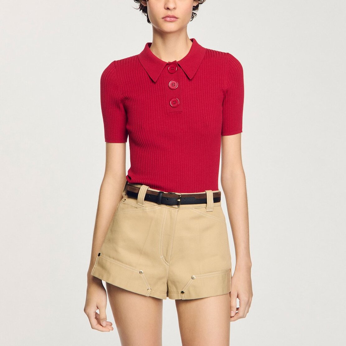 Polo en maille côtelée Sandro seconde main